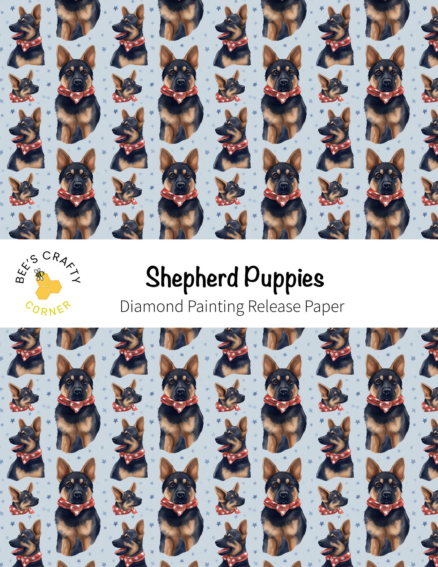 RELEASE PAPER | Shepherd Puppies - Reusable Patterned Diamond Painting Release Paper