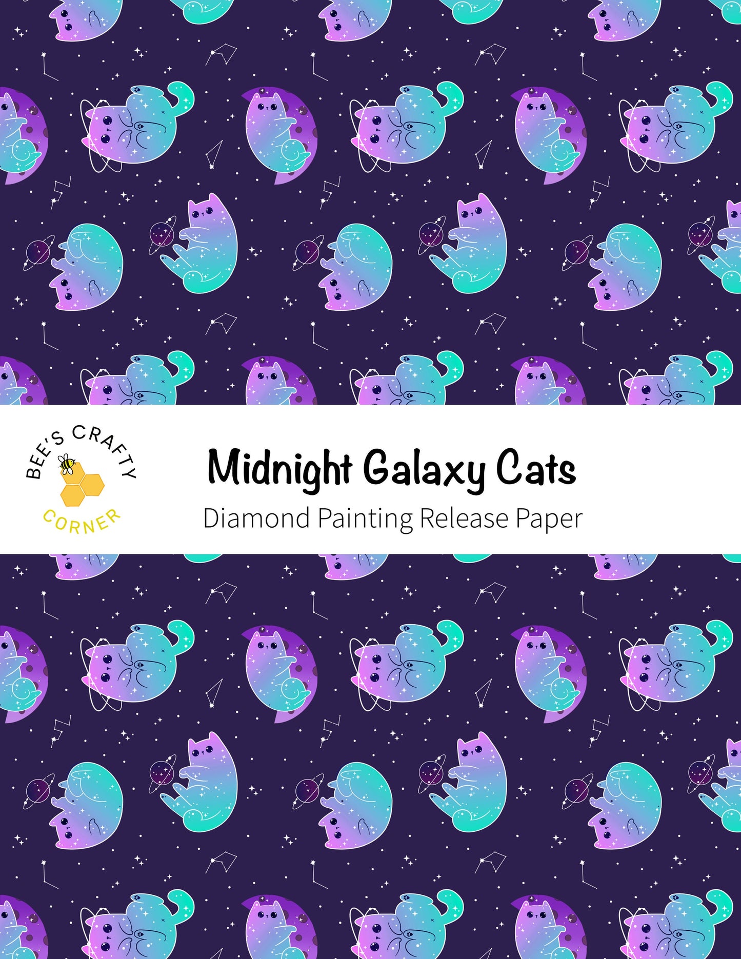 RELEASE PAPER | Midnight Galaxy Cats - Reusable Patterned Diamond Painting Release Paper