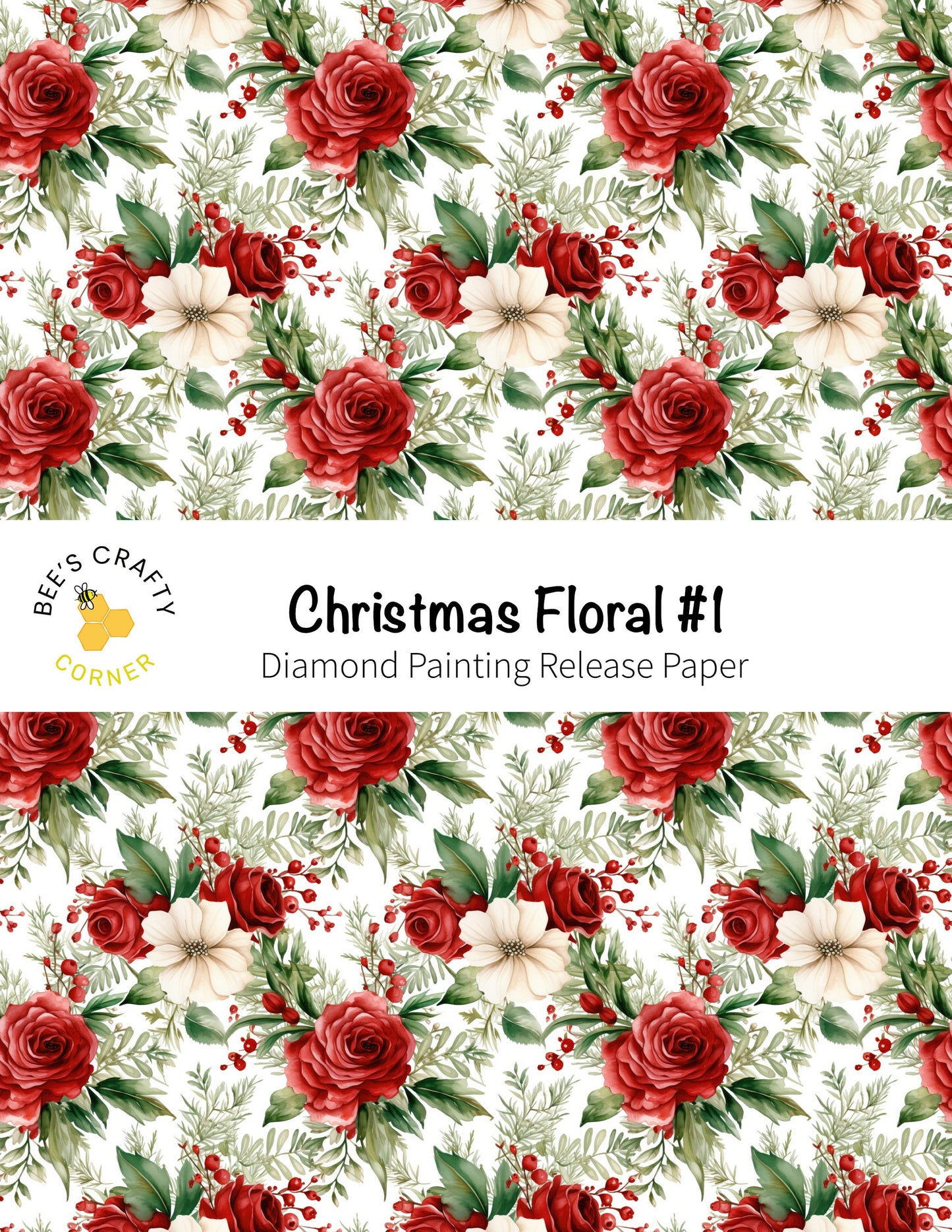 RELEASE PAPER | Christmas Floral #1 - Reusable Patterned Diamond Painting Release Paper