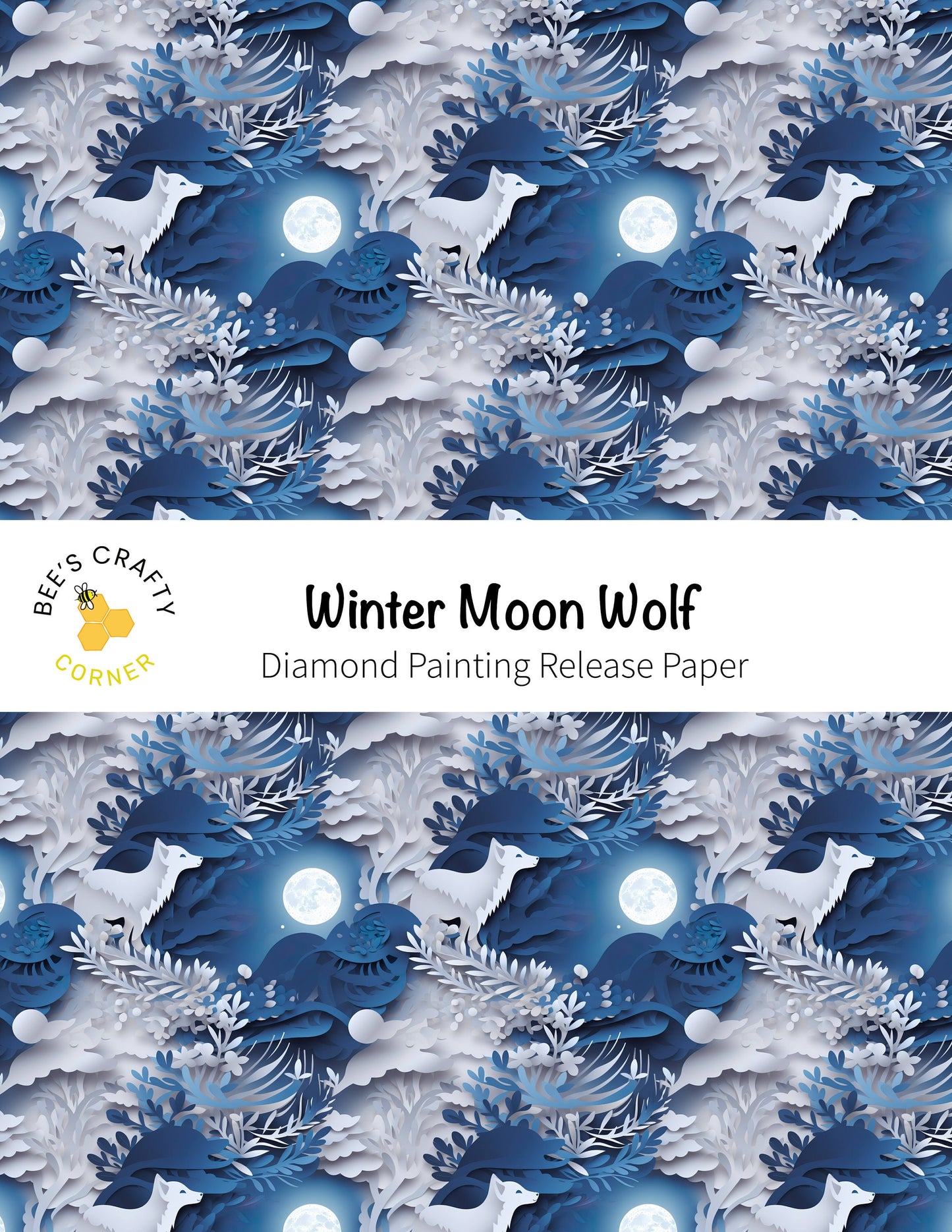 RELEASE PAPER | Winter Moon Wolf - Reusable Patterned Diamond Painting Release Paper