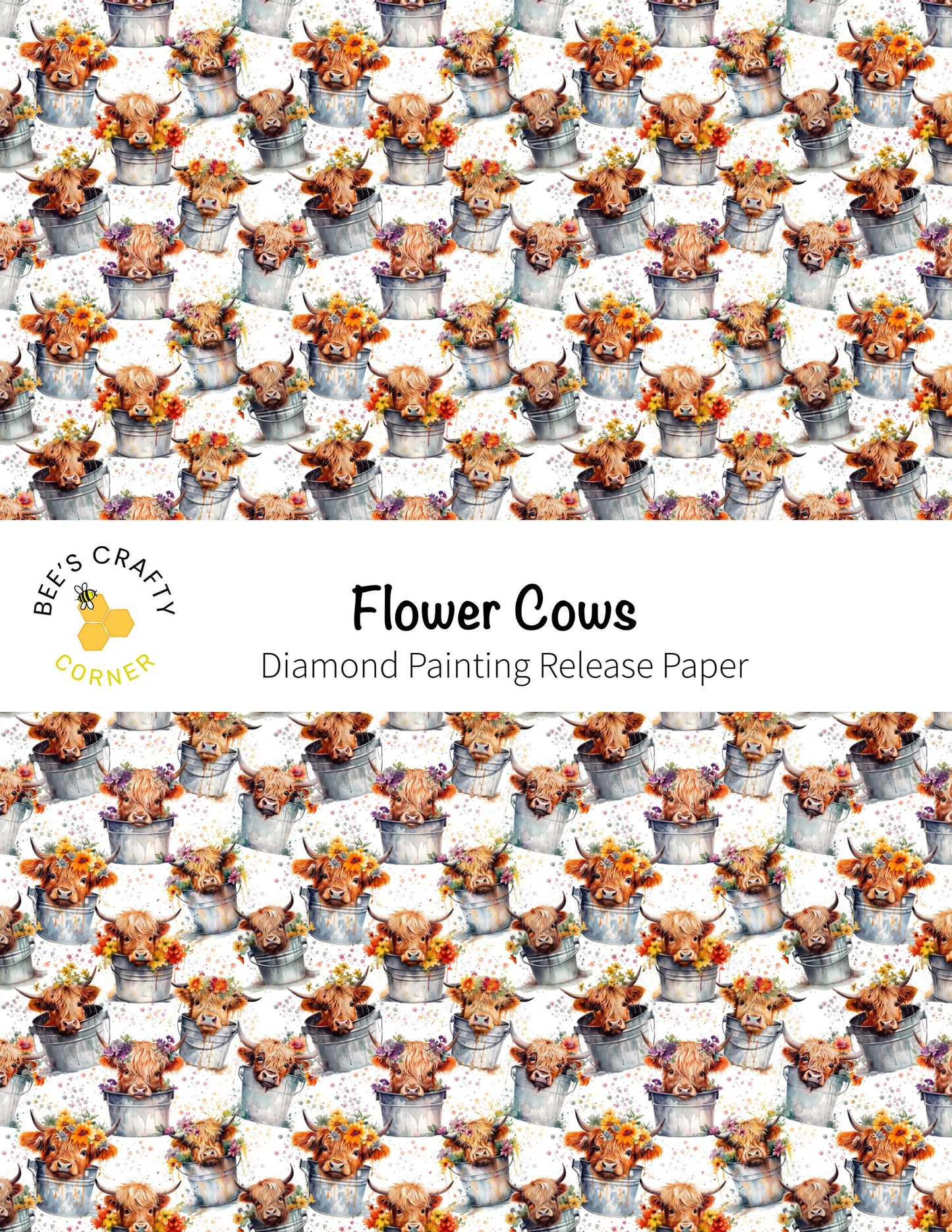 RELEASE PAPER | Flower Cows - Reusable Patterned Diamond Painting Release Paper