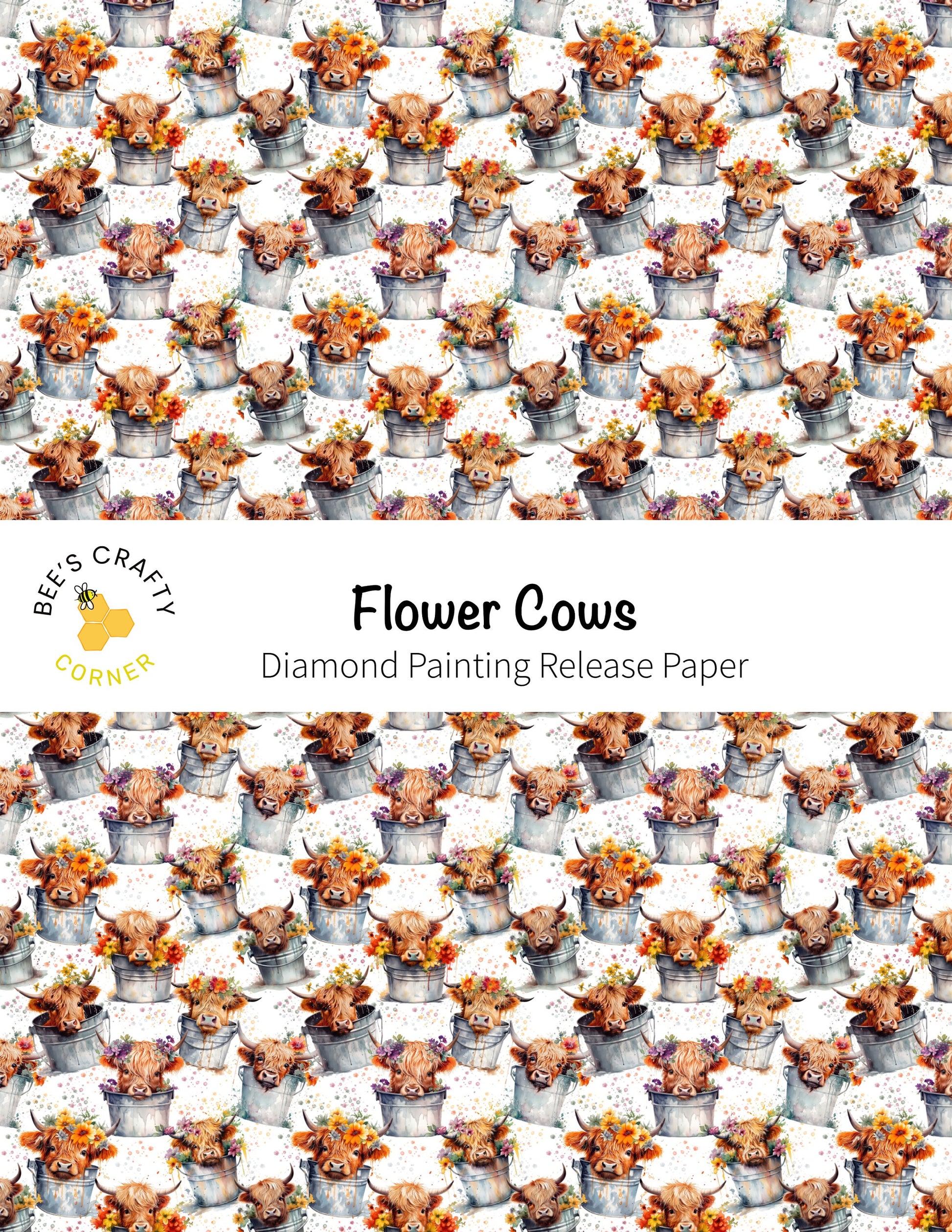 RELEASE PAPER | Flower Cows - Reusable Patterned Diamond Painting Release Paper