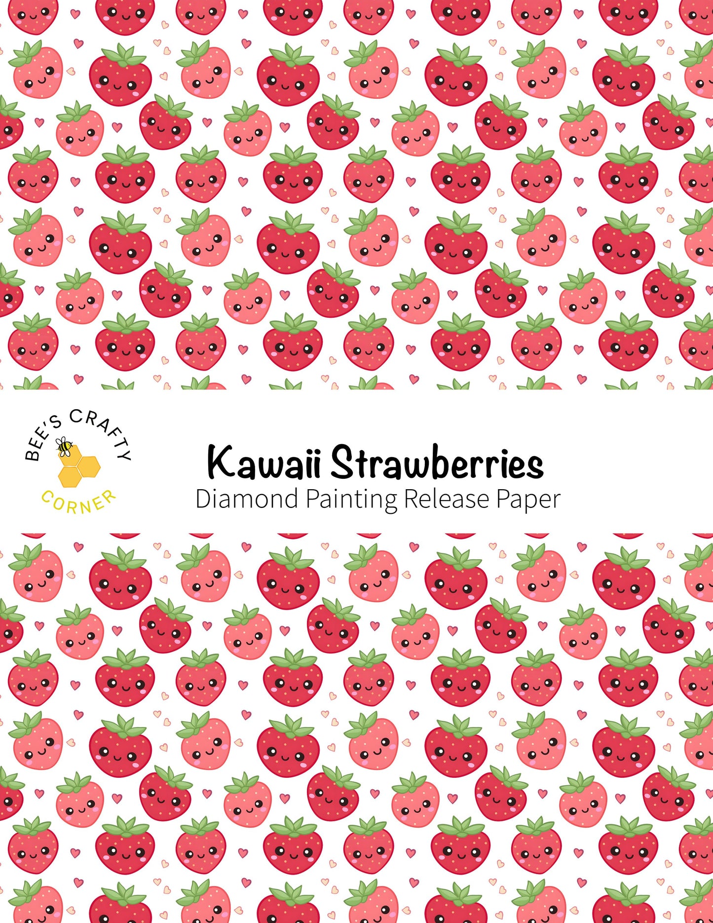RELEASE PAPER | Kawaii Strawberries - Reusable Patterned Diamond Painting Release Paper