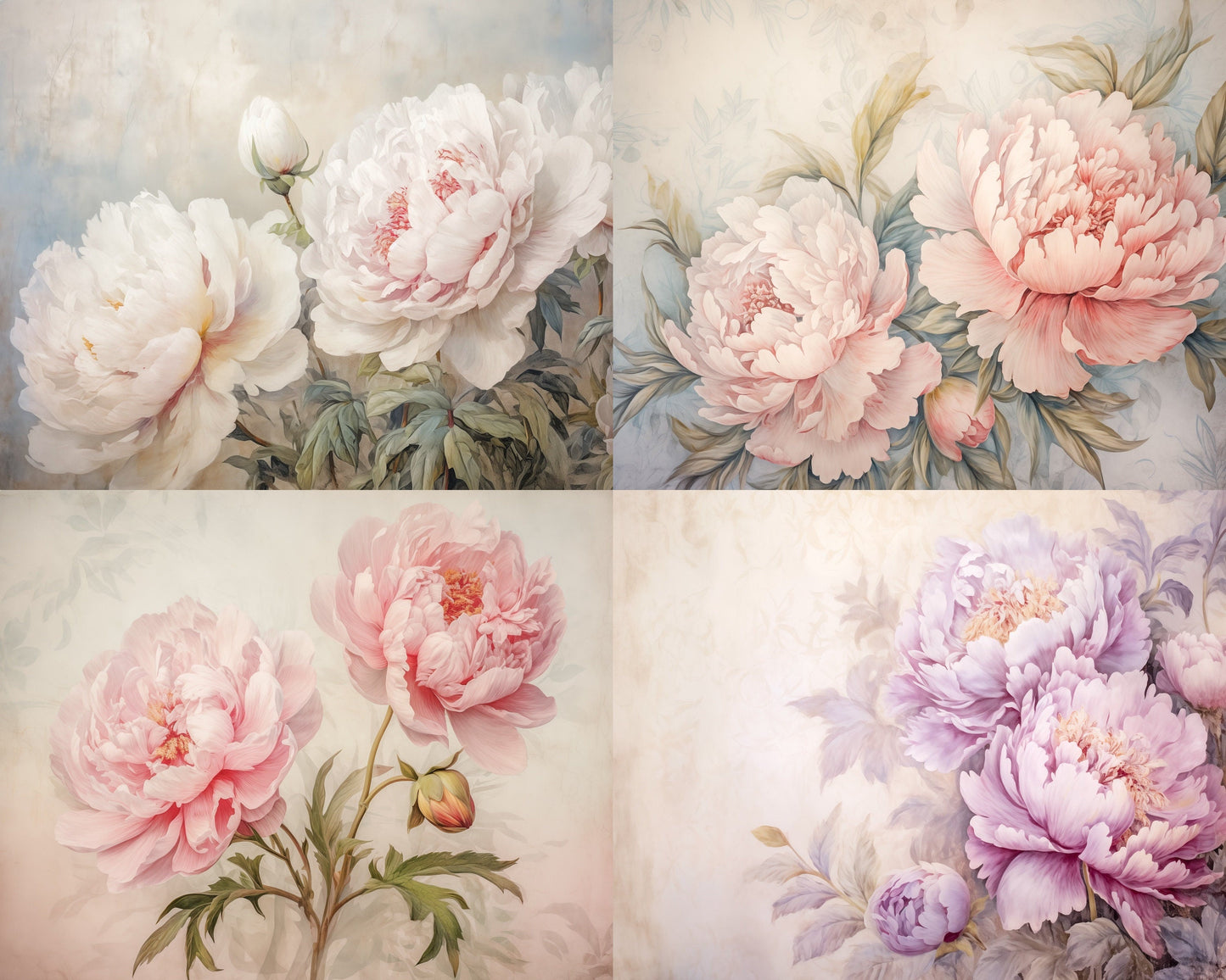 RELEASE PAPER | Vintage Pink Peonies - Theme Pack Reusable Diamond Painting Release Paper