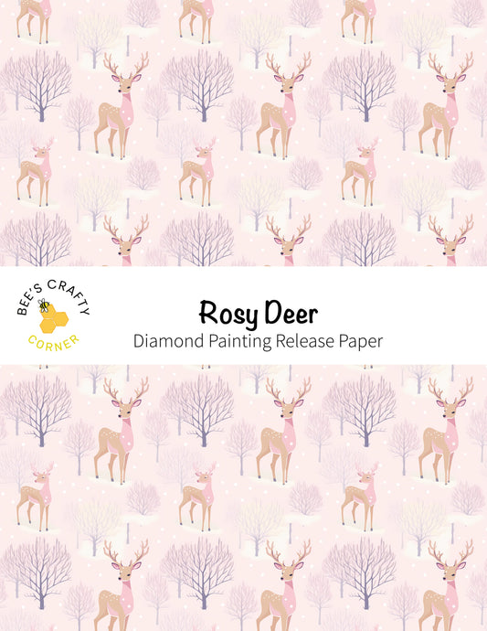 RELEASE PAPER | Rosy Deer - Reusable Patterned Diamond Painting Release Paper