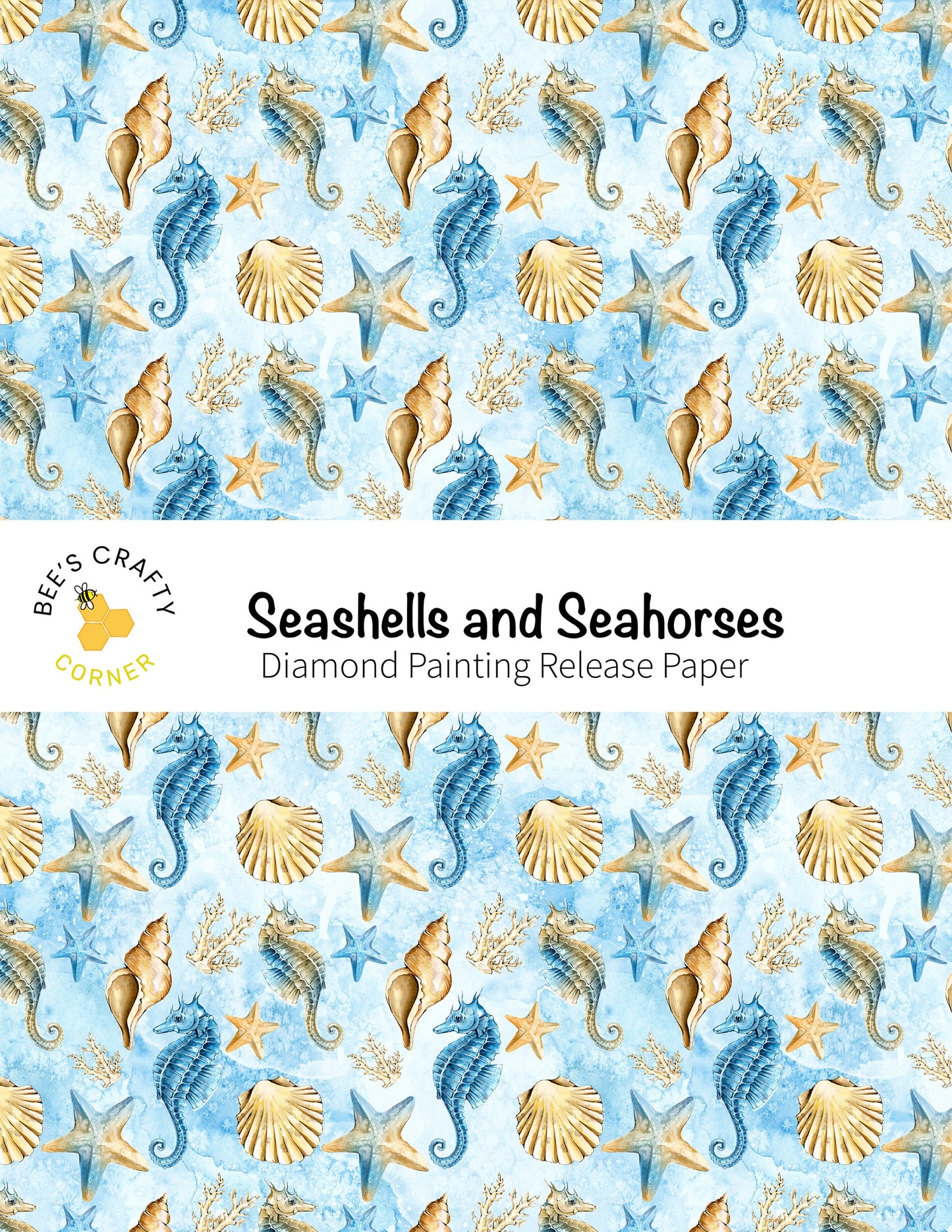 RELEASE PAPER | Seashells and Seahorses - Reusable Patterned Diamond Painting Release Paper