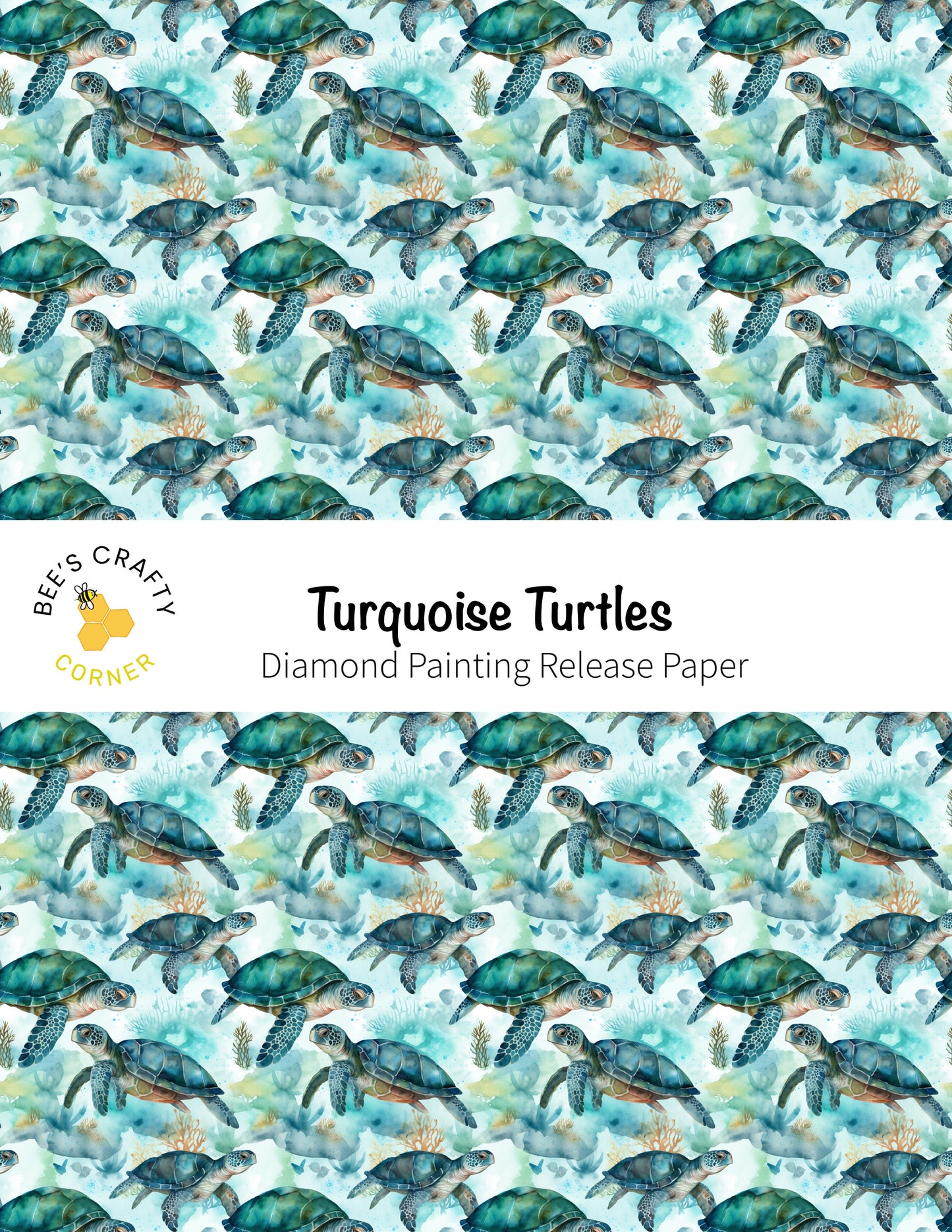 RELEASE PAPER | Turquoise Turtles - Reusable Patterned Diamond Painting Release Paper