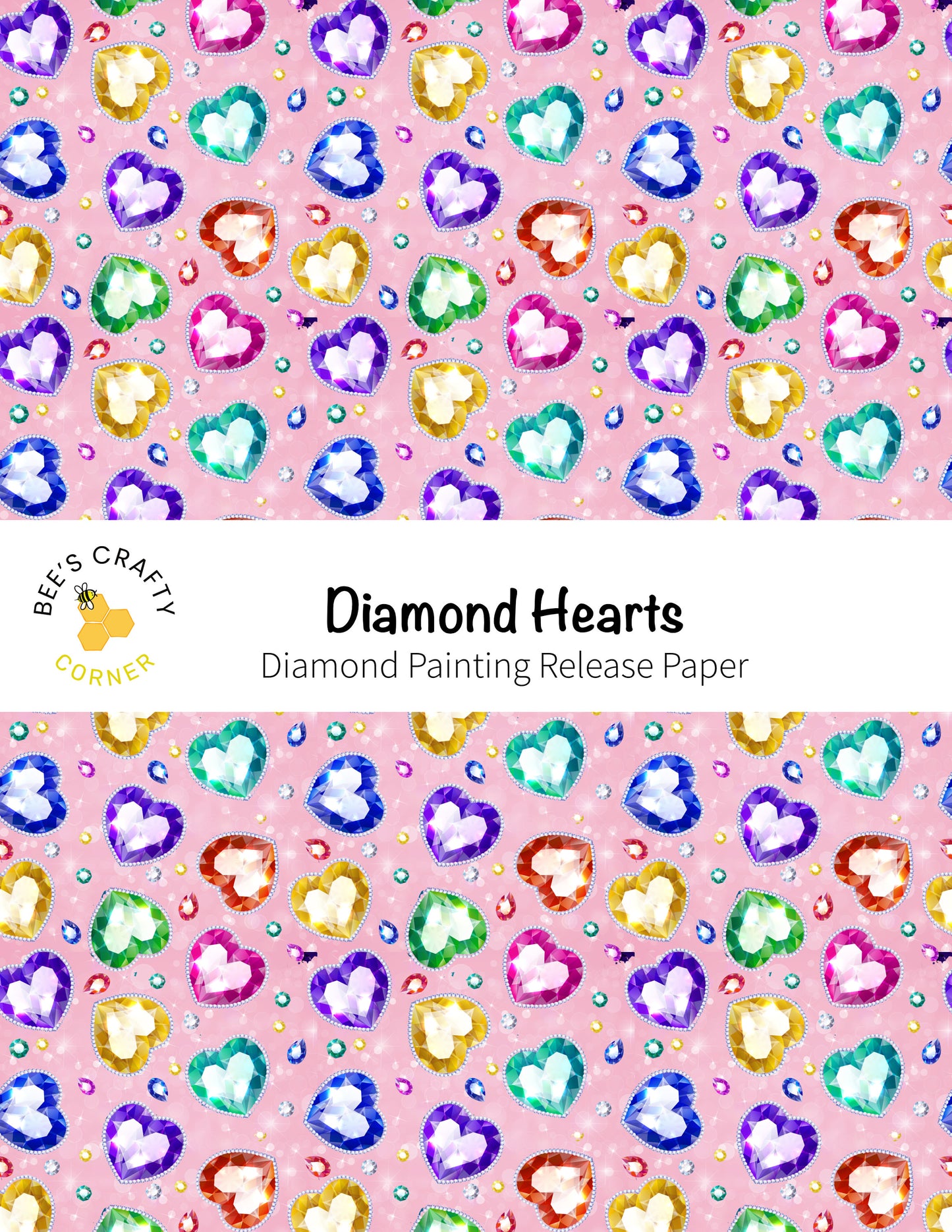 RELEASE PAPER | Diamond Hearts - Reusable Patterned Diamond Painting Release Paper