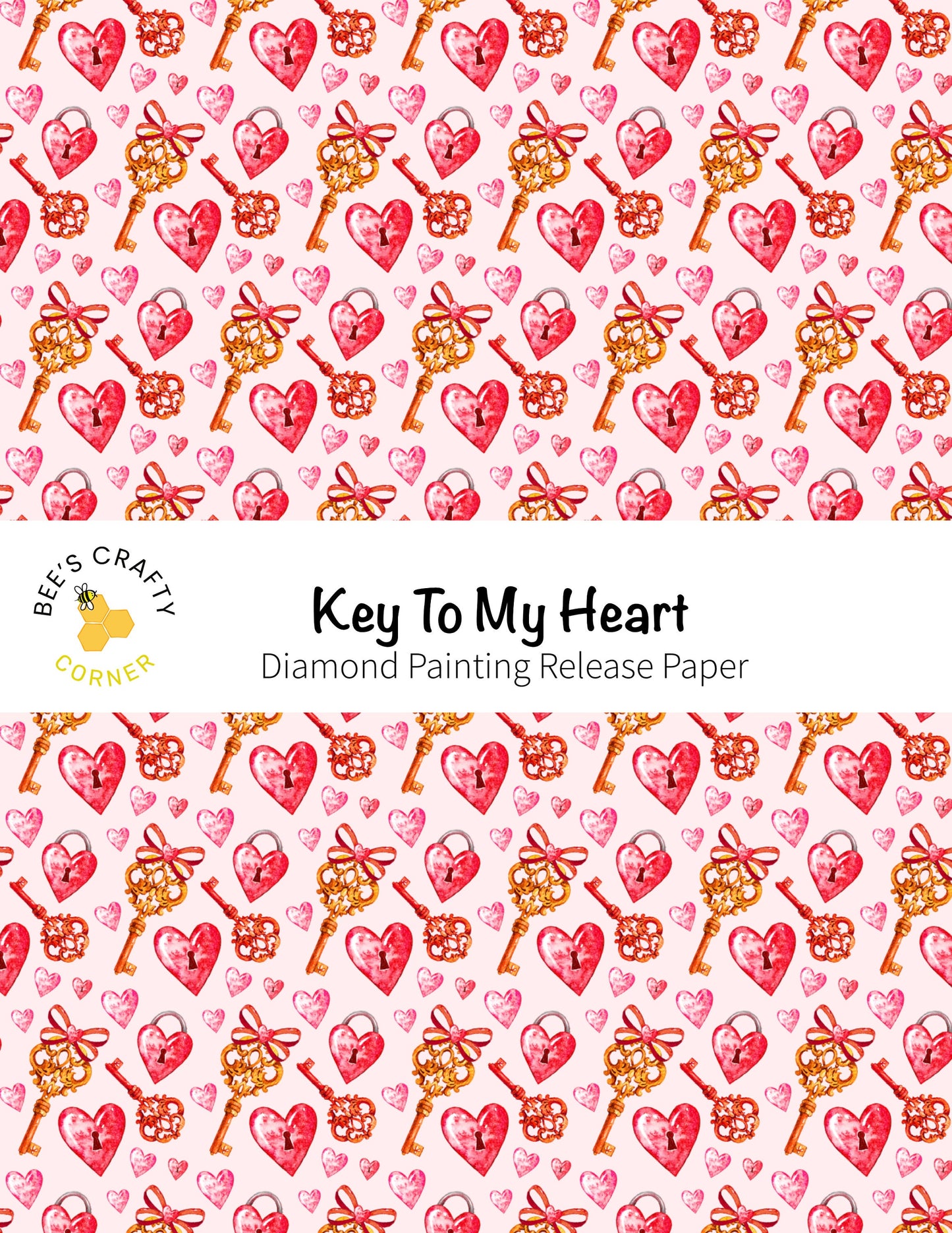 RELEASE PAPER | Key To My Heart - Reusable Patterned Diamond Painting Release Paper