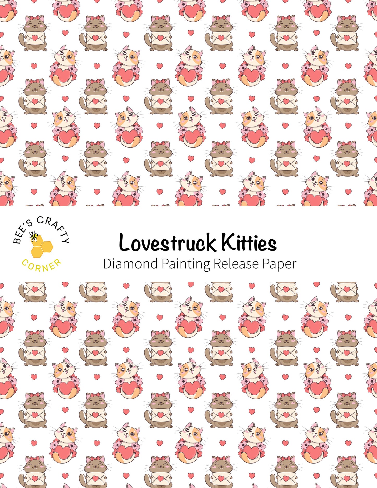 RELEASE PAPER | Lovestruck Kitties - Reusable Patterned Diamond Painting Release Paper