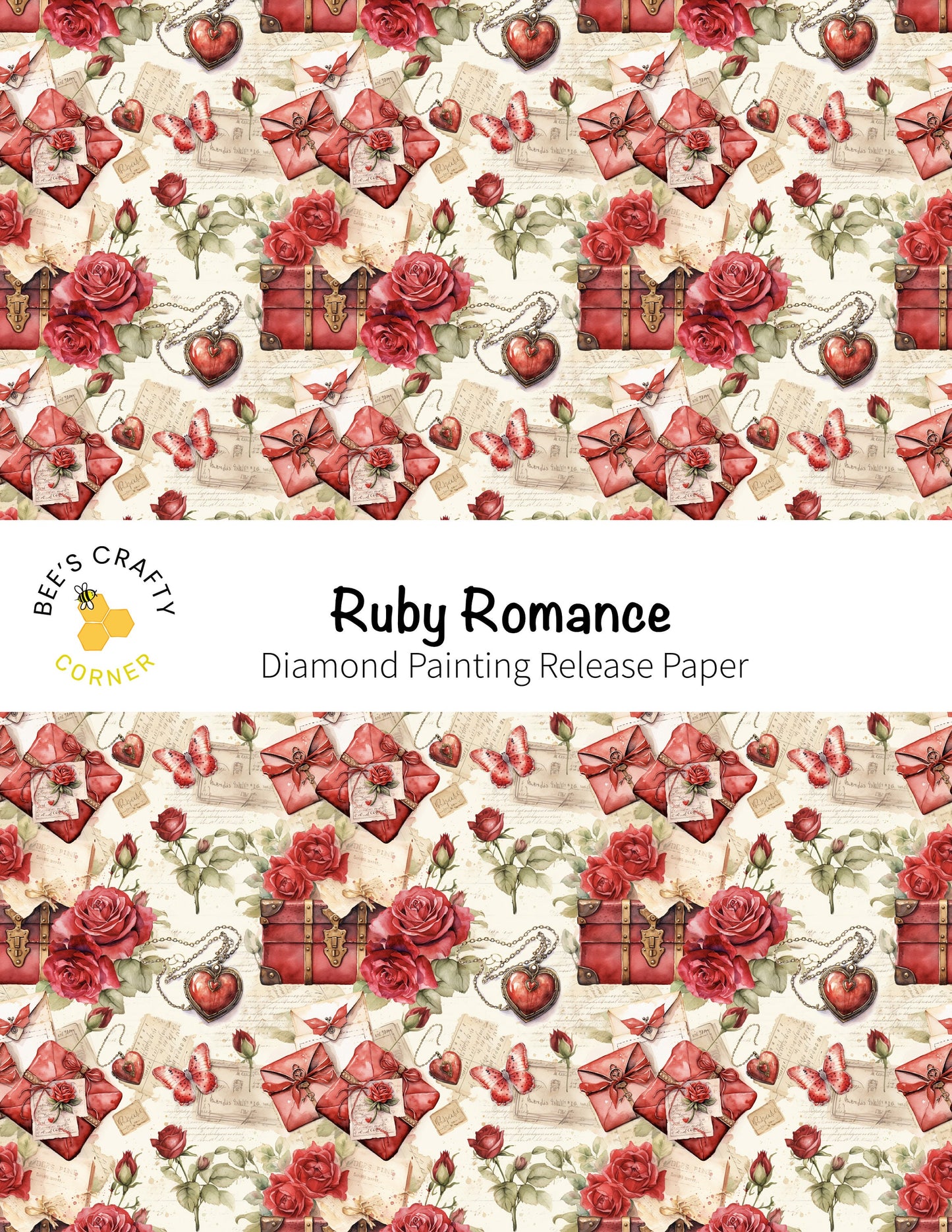 RELEASE PAPER | Ruby Romance - Reusable Patterned Diamond Painting Release Paper