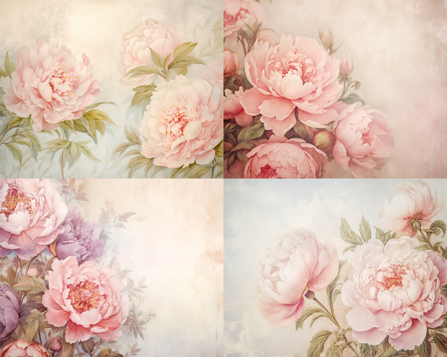 RELEASE PAPER | Vintage Pink Peonies - Theme Pack Reusable Diamond Painting Release Paper