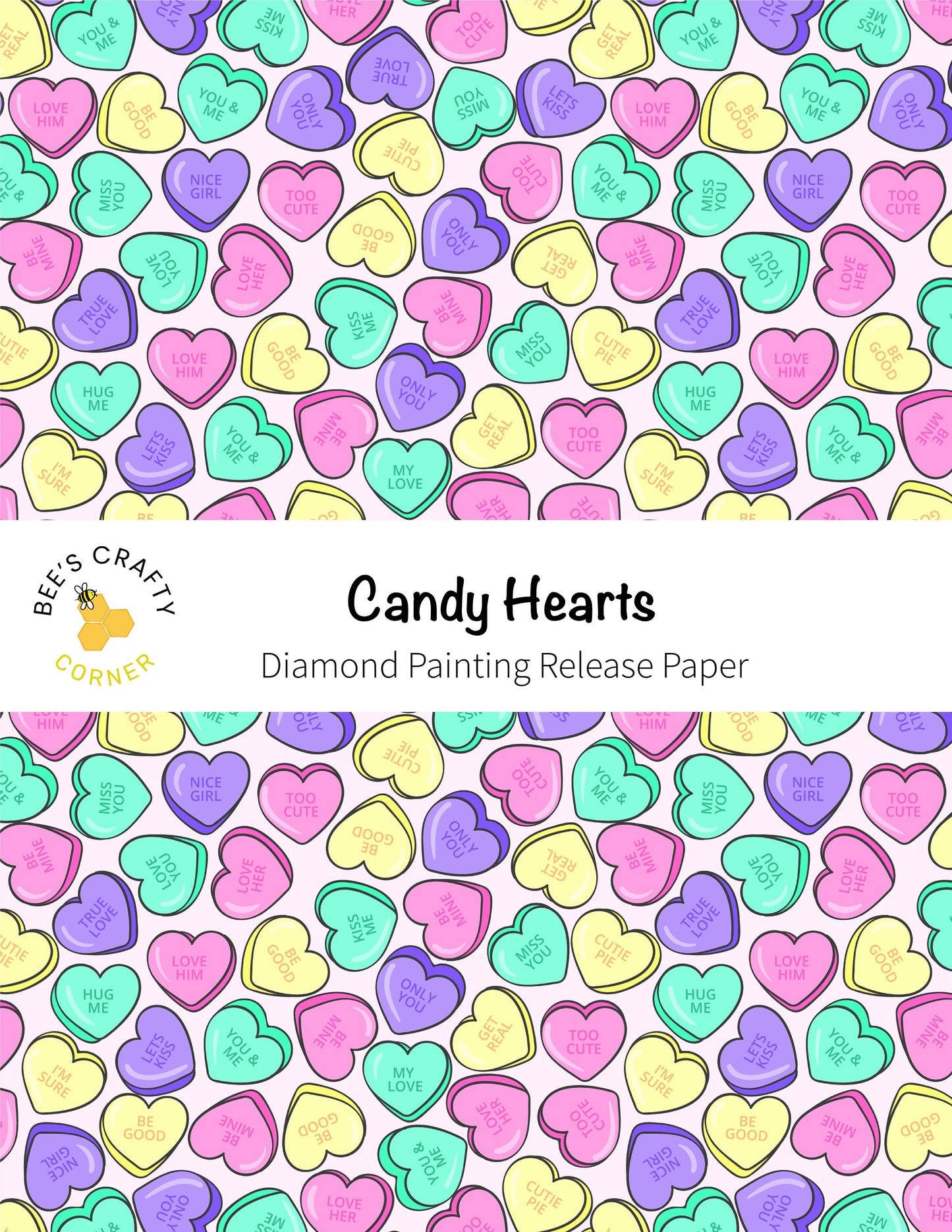 RELEASE PAPER | Candy Hearts - Reusable Patterned Diamond Painting Release Paper