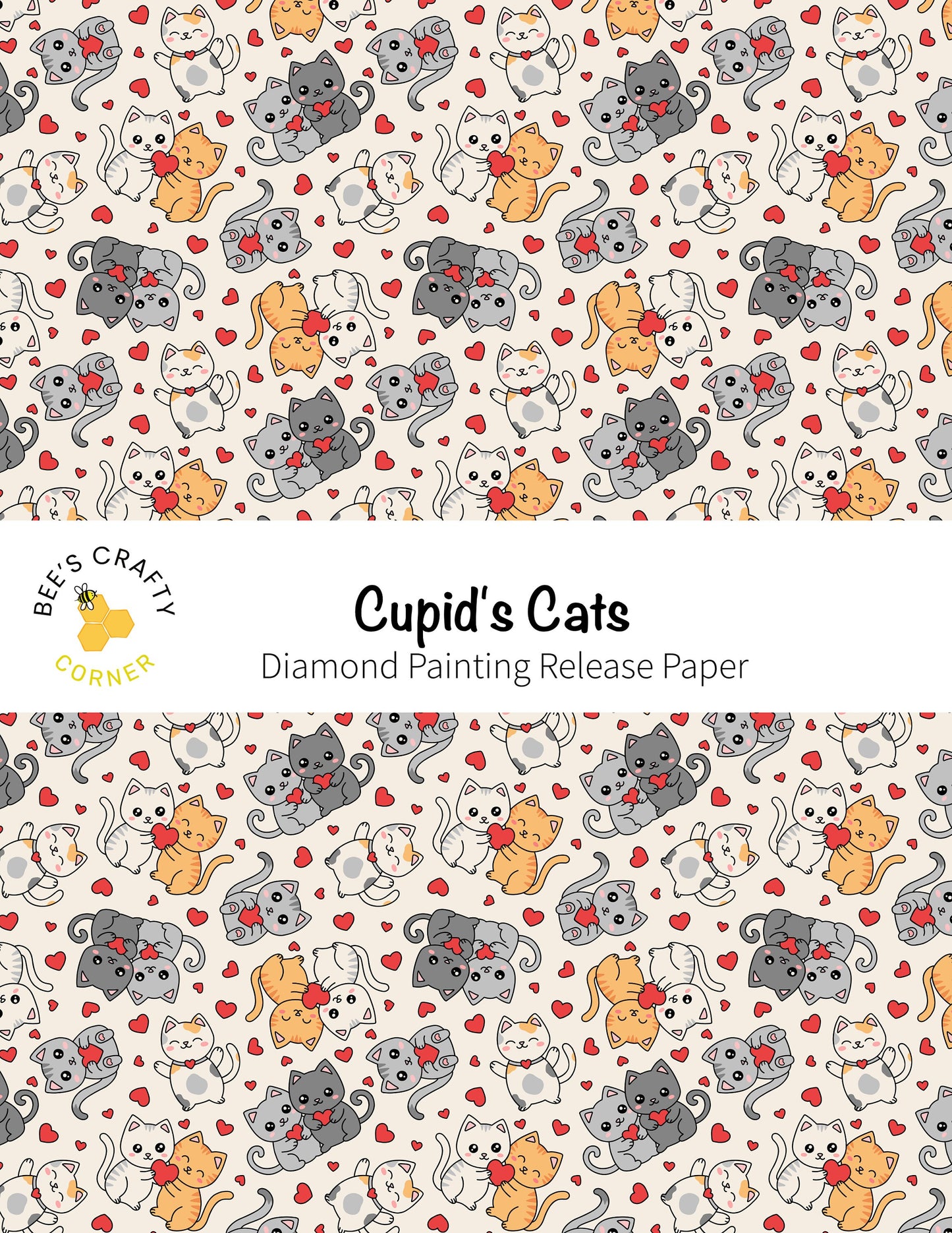 RELEASE PAPER | Cupid's Cats - Reusable Patterned Diamond Painting Release Paper
