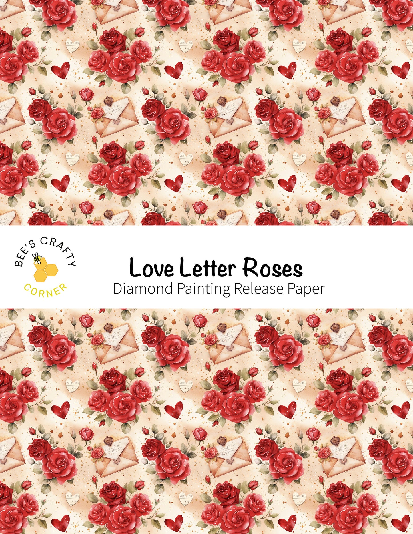 RELEASE PAPER | Love Letter Roses - Reusable Patterned Diamond Painting Release Paper