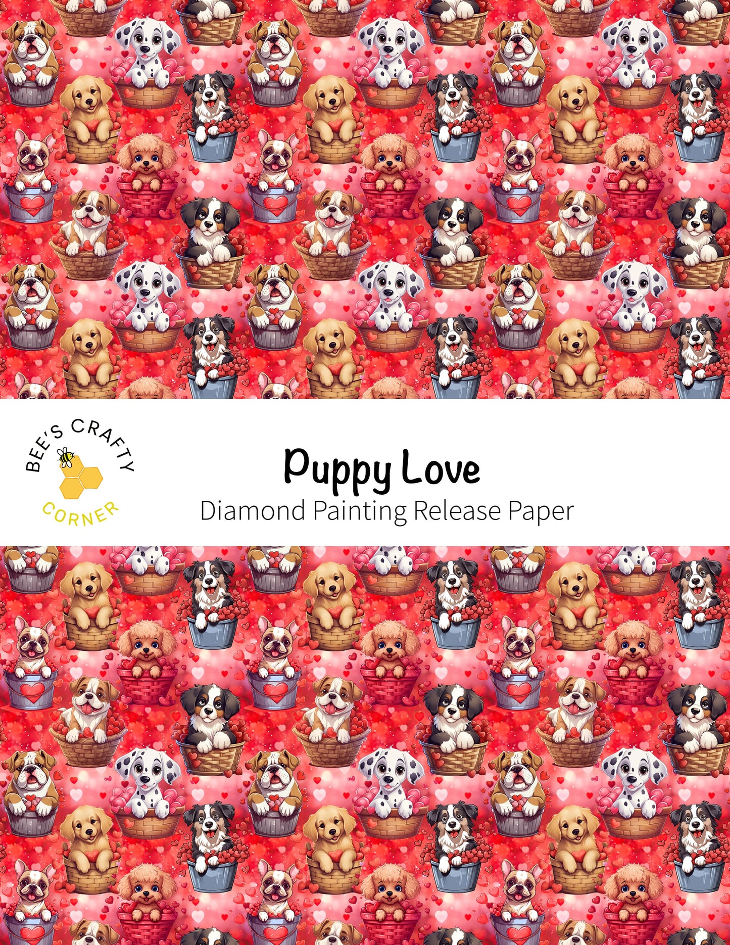 RELEASE PAPER | Puppy Love - Reusable Patterned Diamond Painting Release Paper