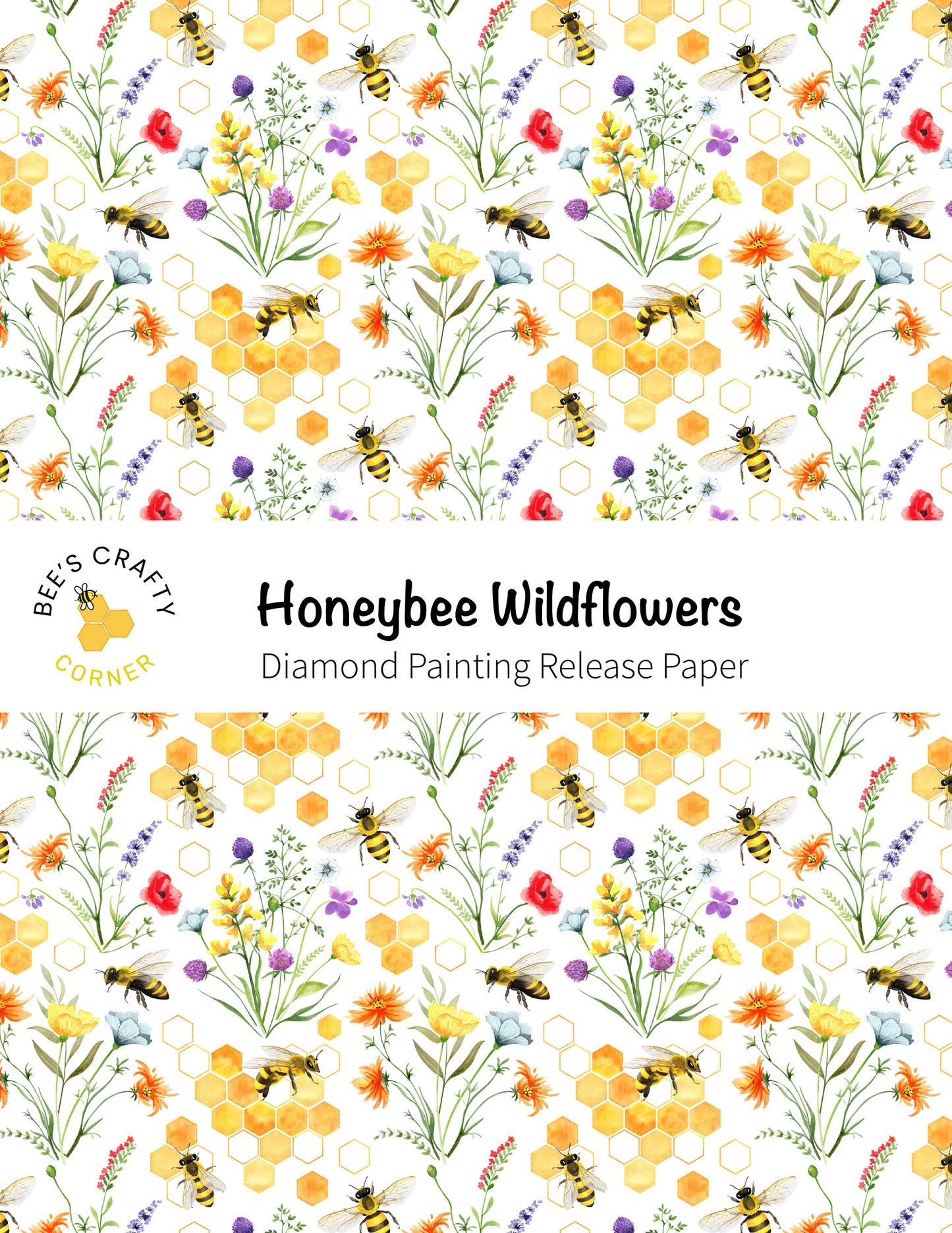 RELEASE PAPER | Honeybee Wildflowers - Reusable Patterned Diamond Painting Release Paper