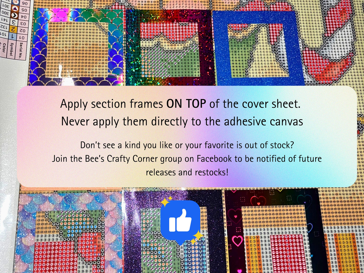Restocked - VINYL SECTION FRAMES | Glitter and Holographic Vinyl Section Frames For Diamond Painting
