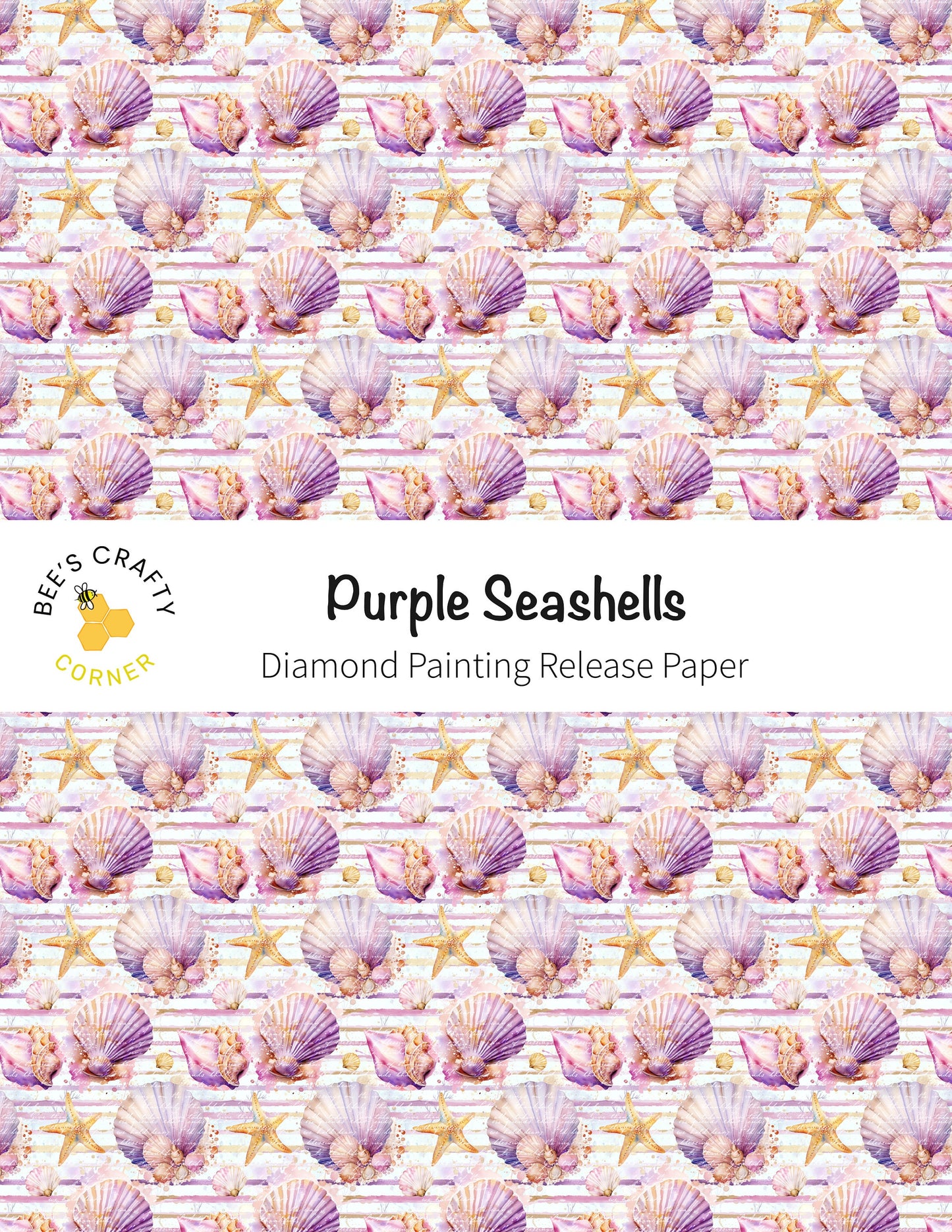 RELEASE PAPER | Purple Seashells - Reusable Patterned Diamond Painting Release Paper
