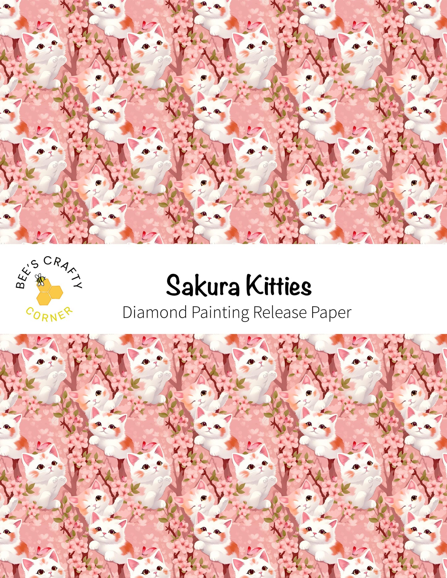 RELEASE PAPER | Sakura Kitties - Reusable Patterned Diamond Painting Release Paper