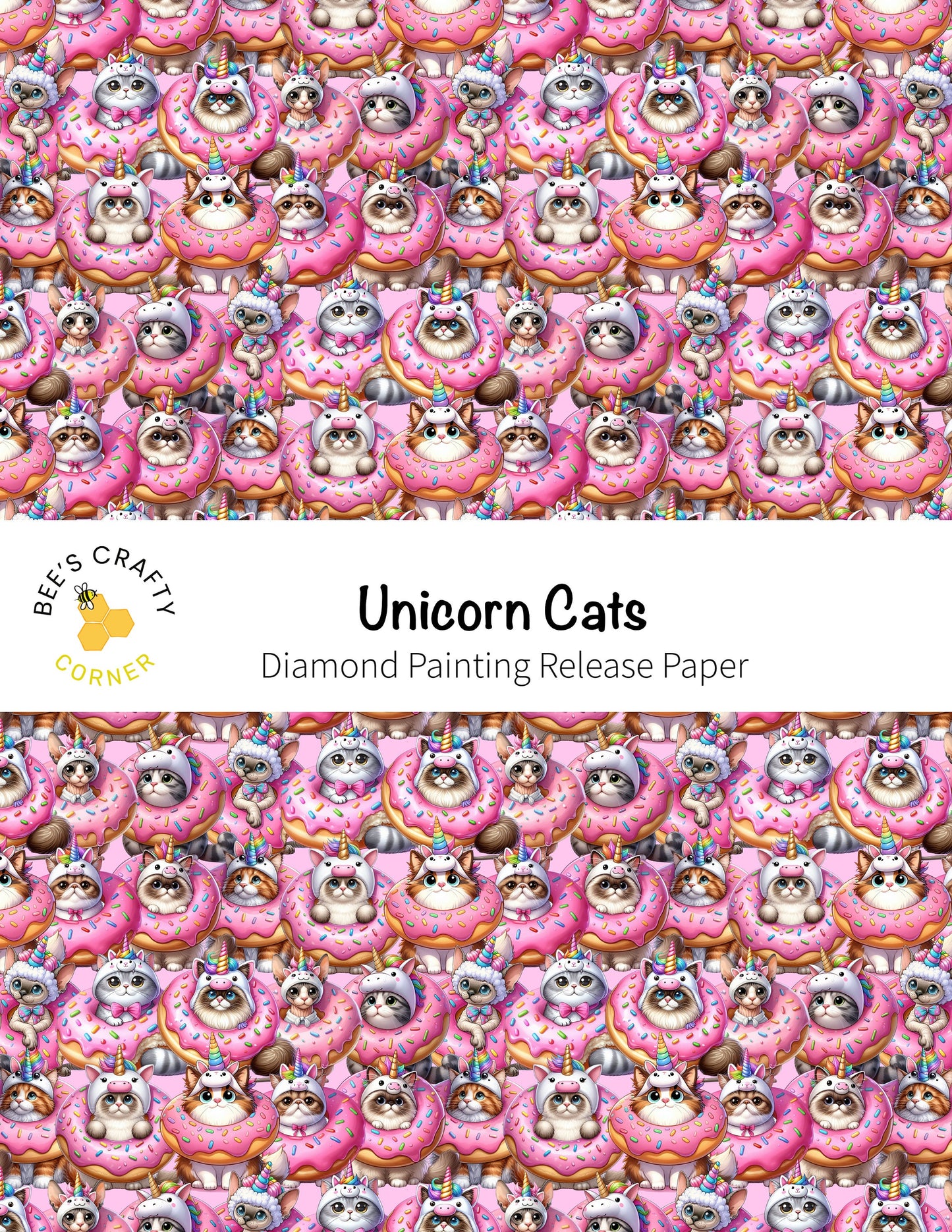 RELEASE PAPER | Unicorn Cats - Reusable Patterned Diamond Painting Release Paper