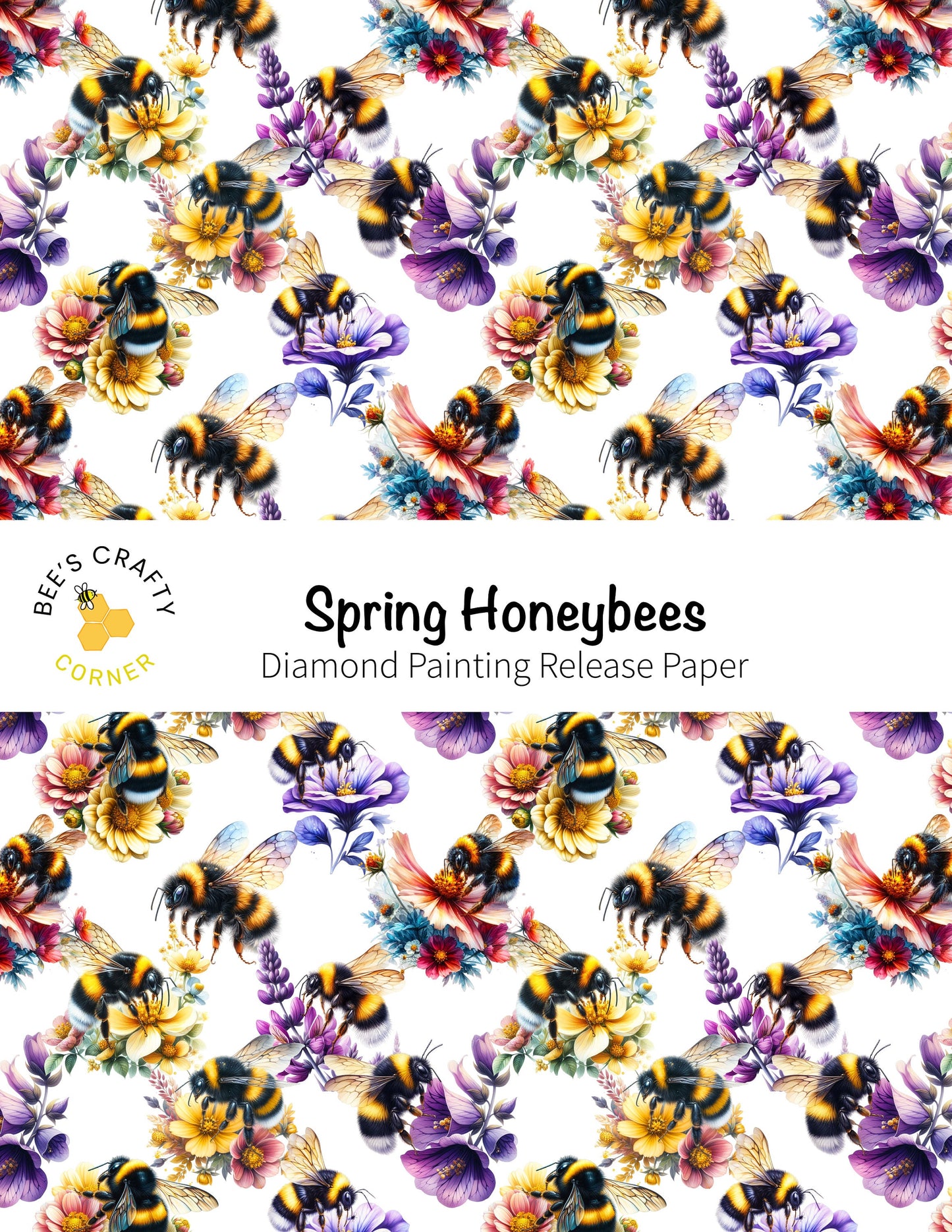 RELEASE PAPER | Spring Honeybees - Reusable Patterned Diamond Painting Release Paper