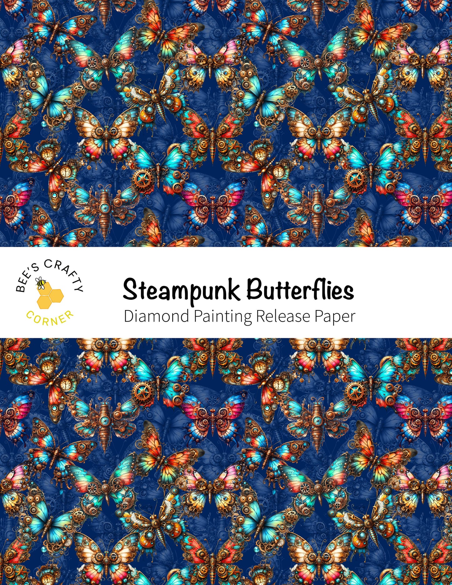 RELEASE PAPER | Steampunk Butterflies - Reusable Patterned Diamond Painting Release Paper