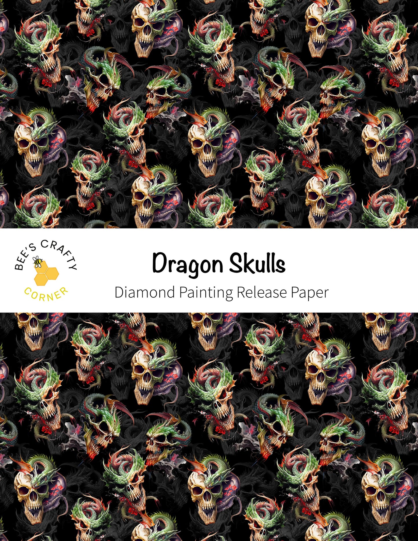 RELEASE PAPER | Dragon Skulls - Reusable Patterned Diamond Painting Release Paper