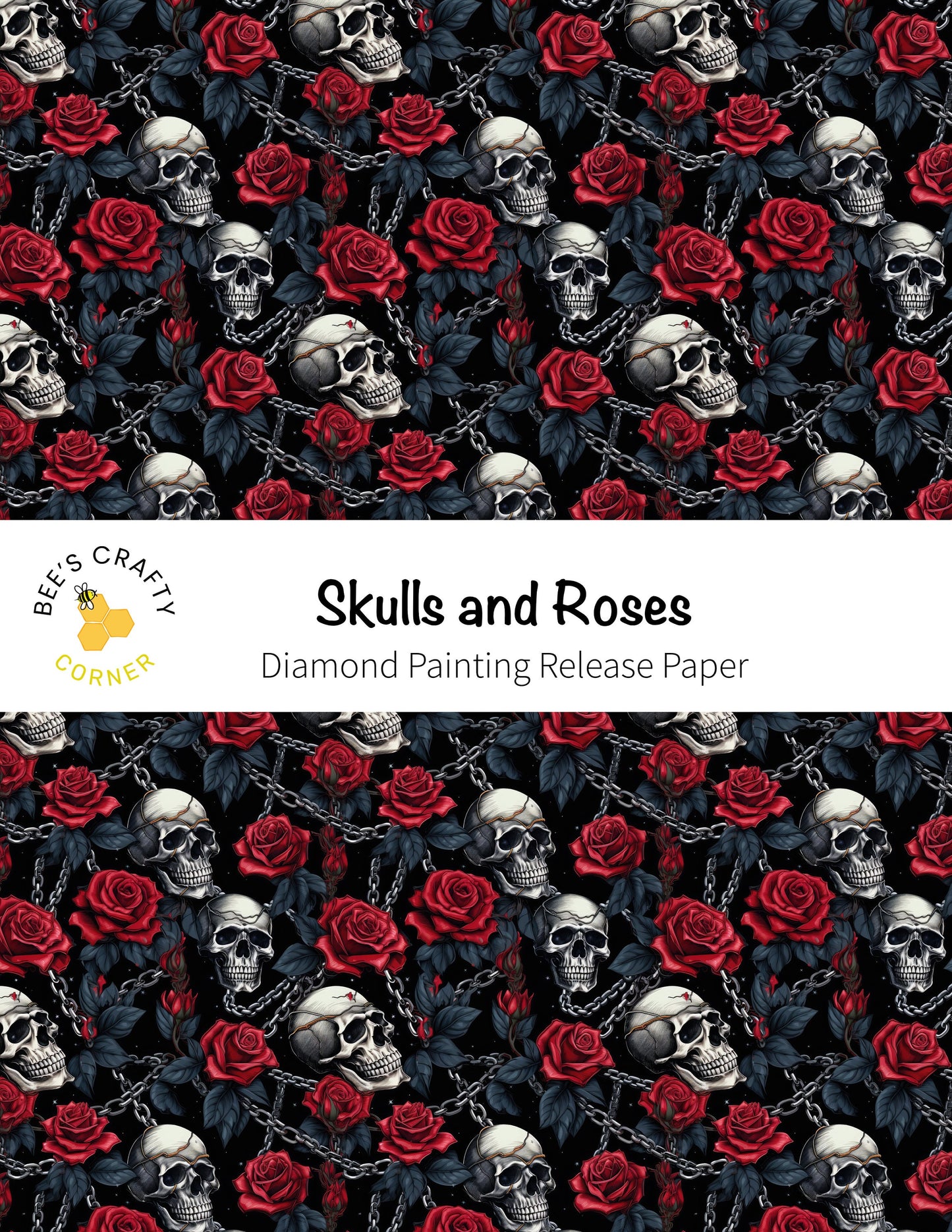 RELEASE PAPER | Skulls and Roses - Reusable Patterned Diamond Painting Release Paper