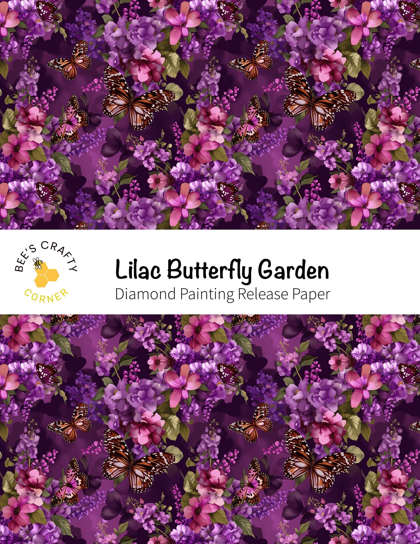 RELEASE PAPER | Lilac Butterfly Garden - Reusable Patterned Diamond Painting Release Paper