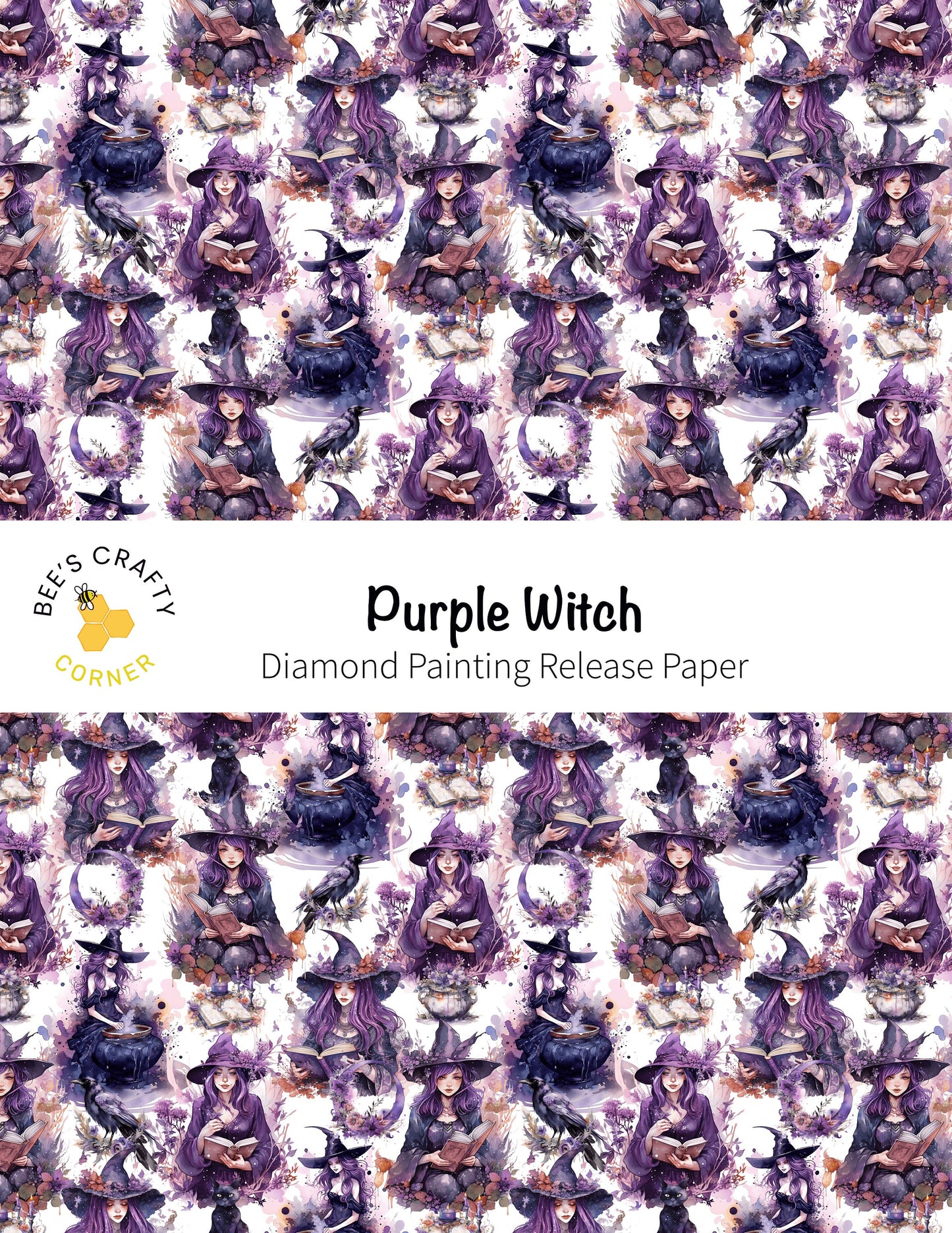 RELEASE PAPER | Purple Witch - Reusable Patterned Diamond Painting Release Paper