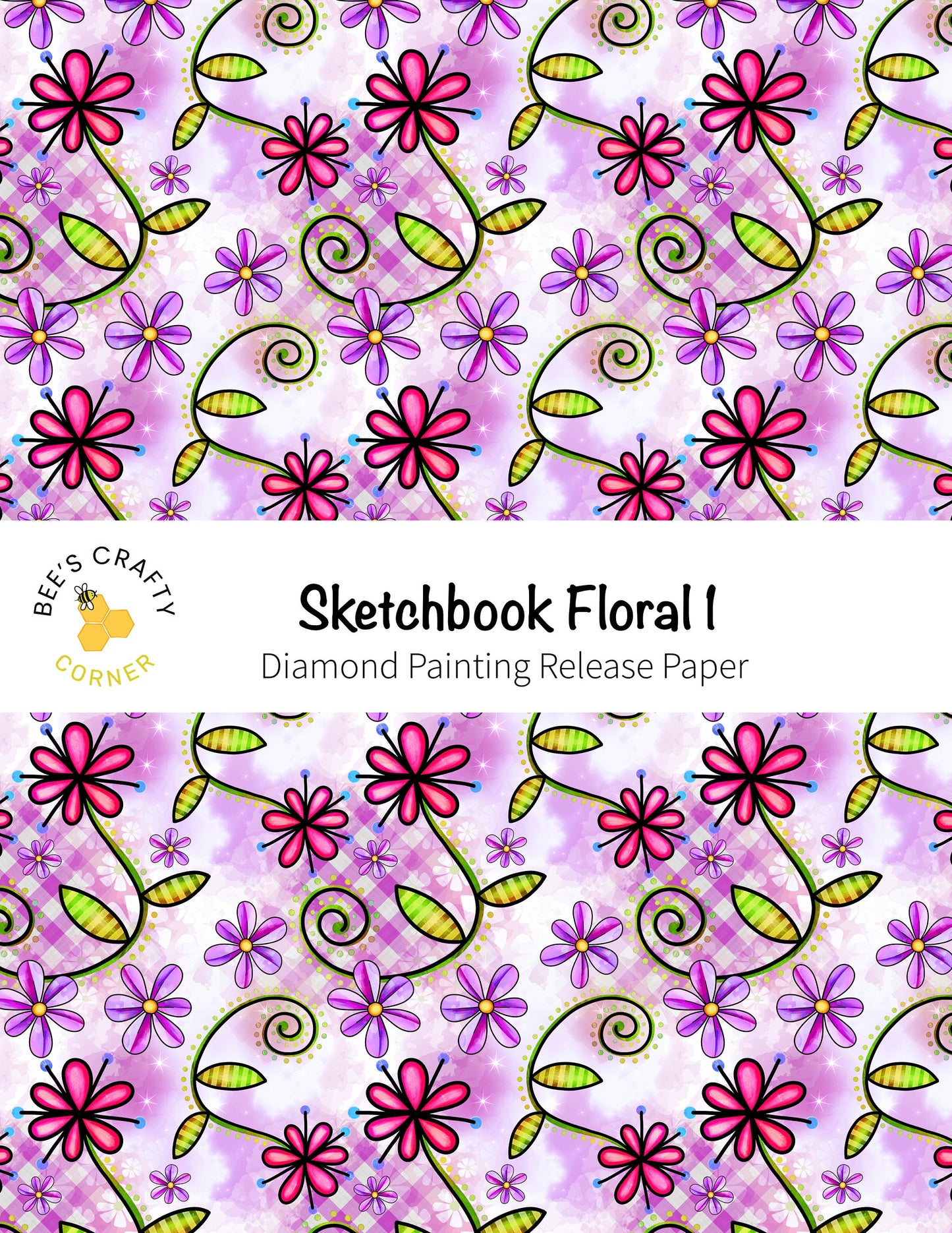 RELEASE PAPER | Sketchbook Floral 1 - Reusable Patterned Diamond Painting Release Paper