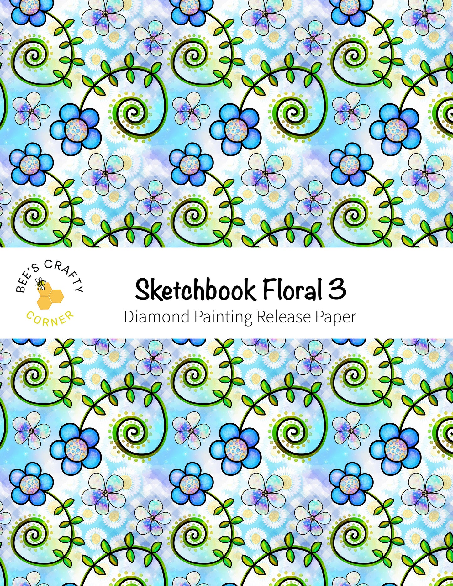 RELEASE PAPER | Sketchbook Floral 3 - Reusable Patterned Diamond Painting Release Paper