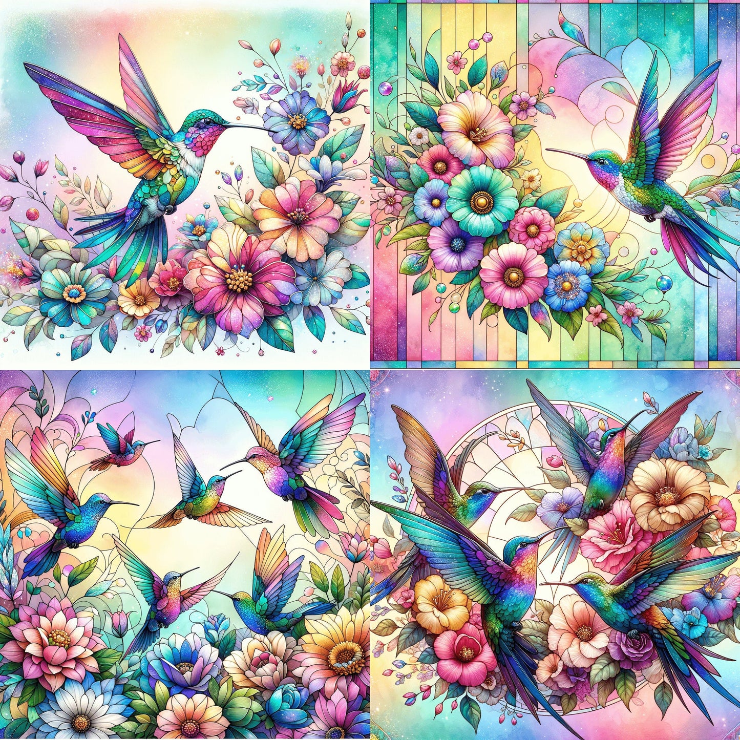 RELEASE PAPER | Stained Glass Hummingbird - Theme Pack Reusable Diamond Painting Release Paper