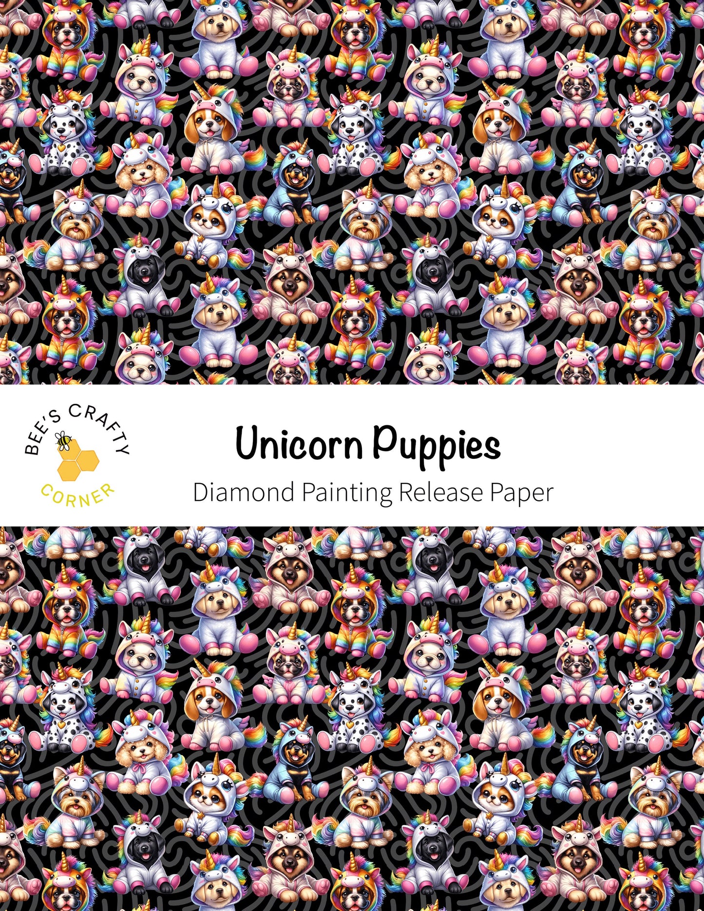 RELEASE PAPER | Unicorn Puppies - Reusable Patterned Diamond Painting Release Paper