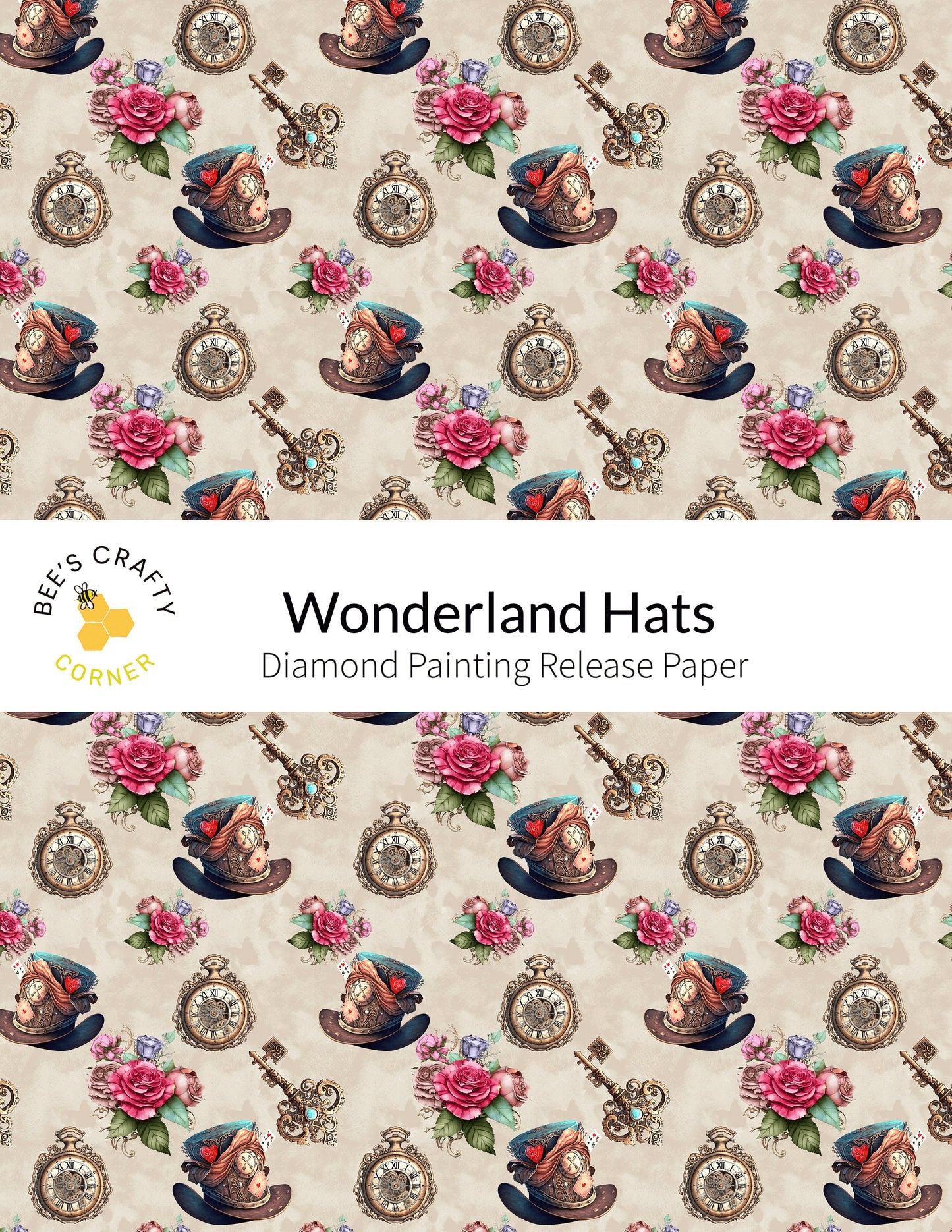 RELEASE PAPER | Wonderland Hats - Reusable Patterned Diamond Painting Release Paper