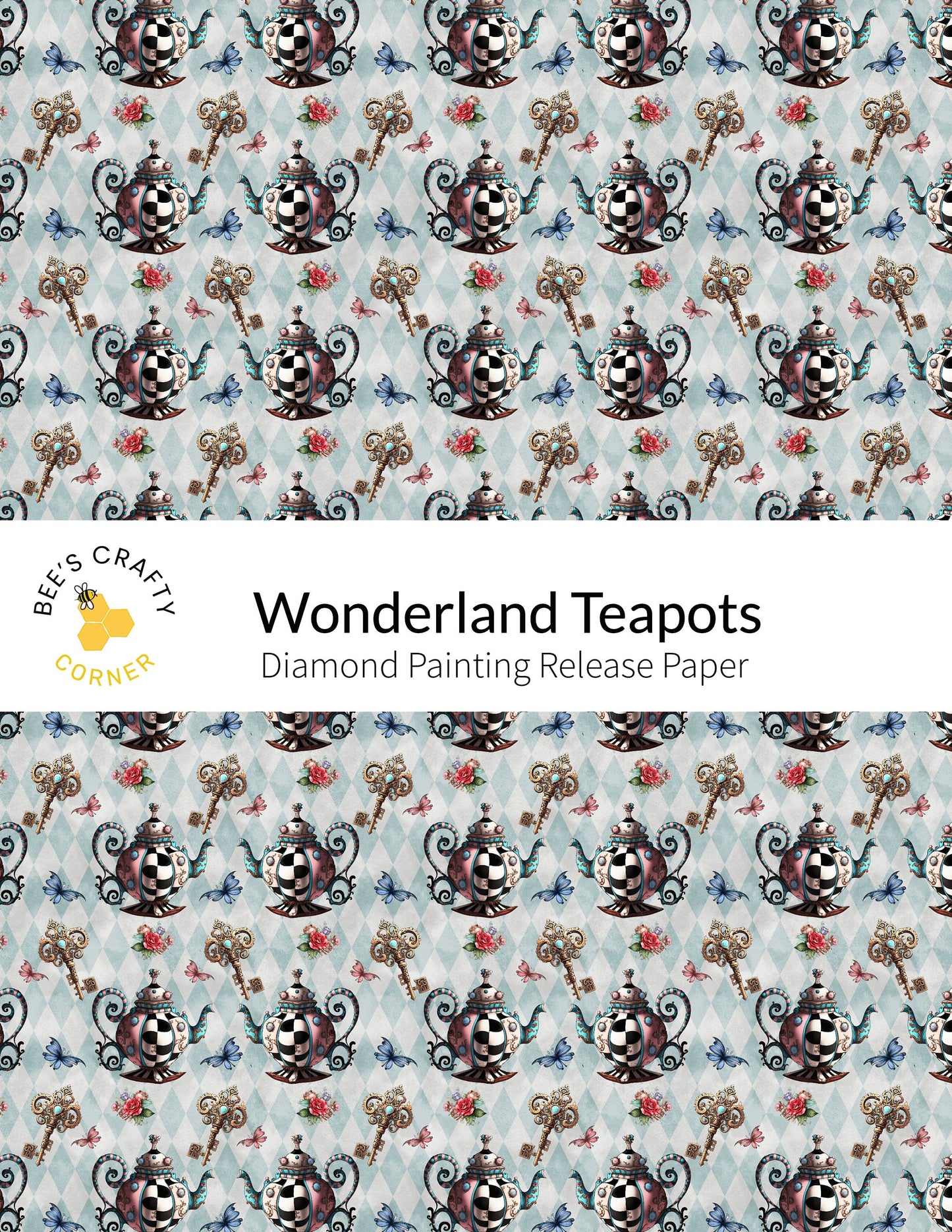 RELEASE PAPER | Wonderland Teapots - Reusable Patterned Diamond Painting Release Paper