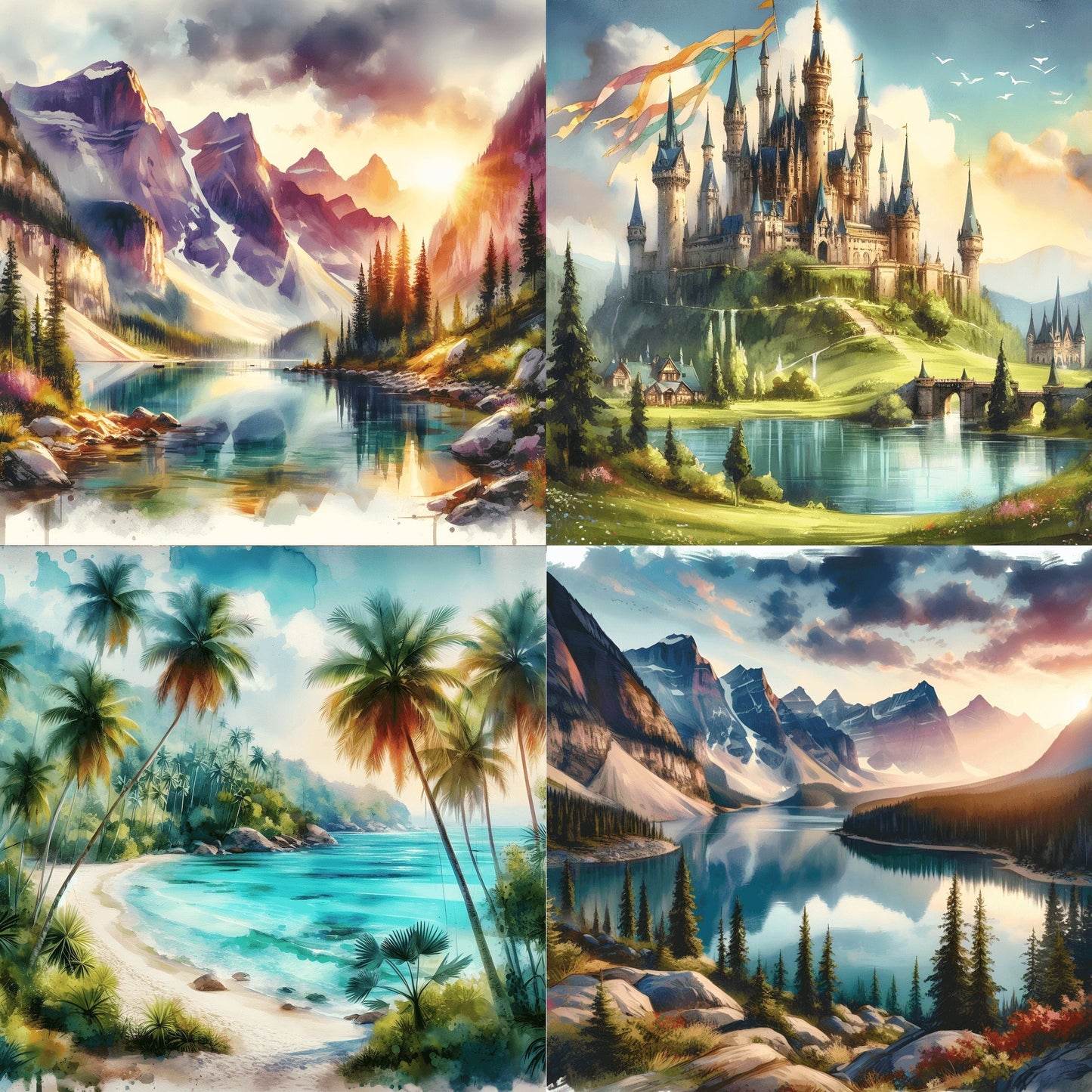 RELEASE PAPER | Watercolour Landscapes - Theme Pack Reusable Diamond Painting Release Paper