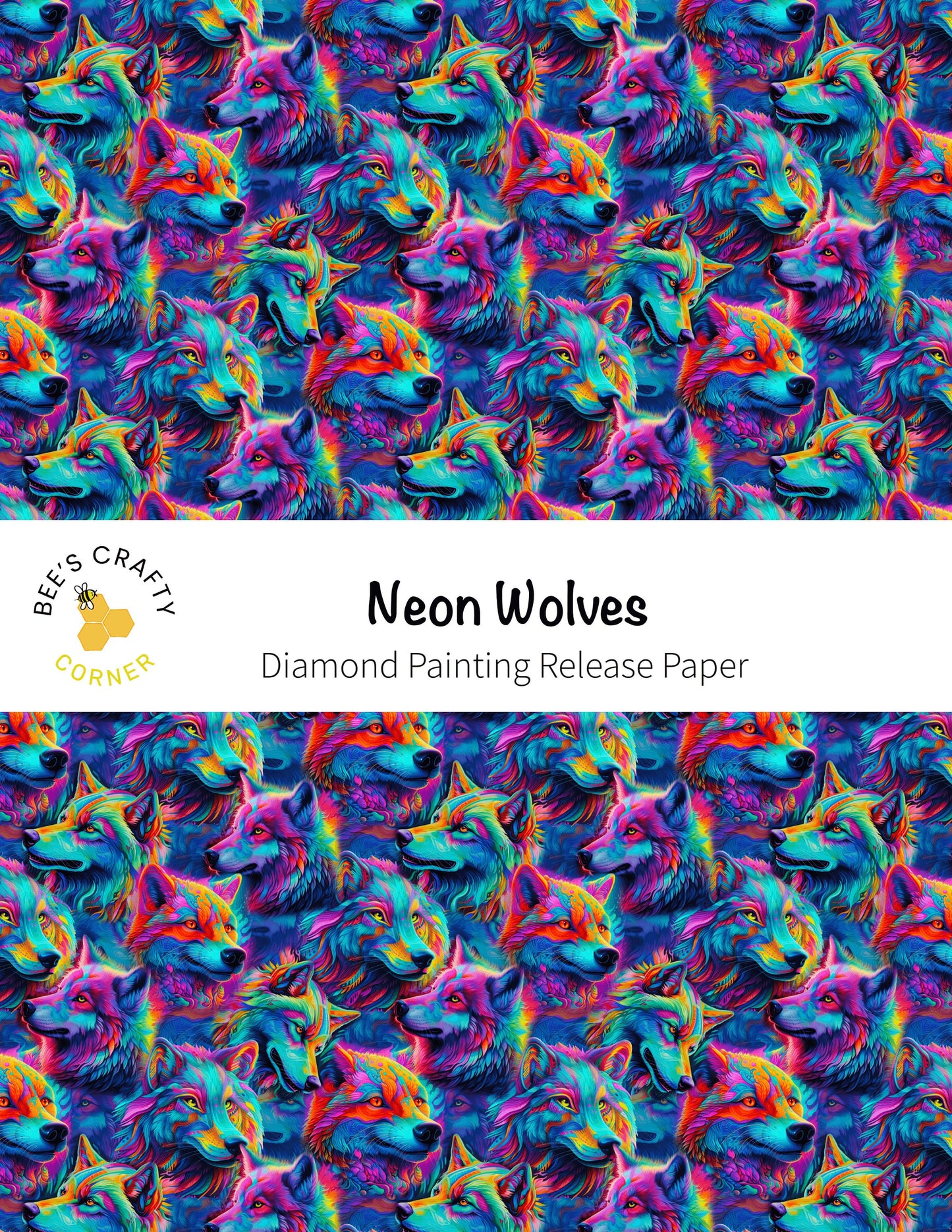 RELEASE PAPER | Neon Wolves - Reusable Patterned Diamond Painting Release Paper
