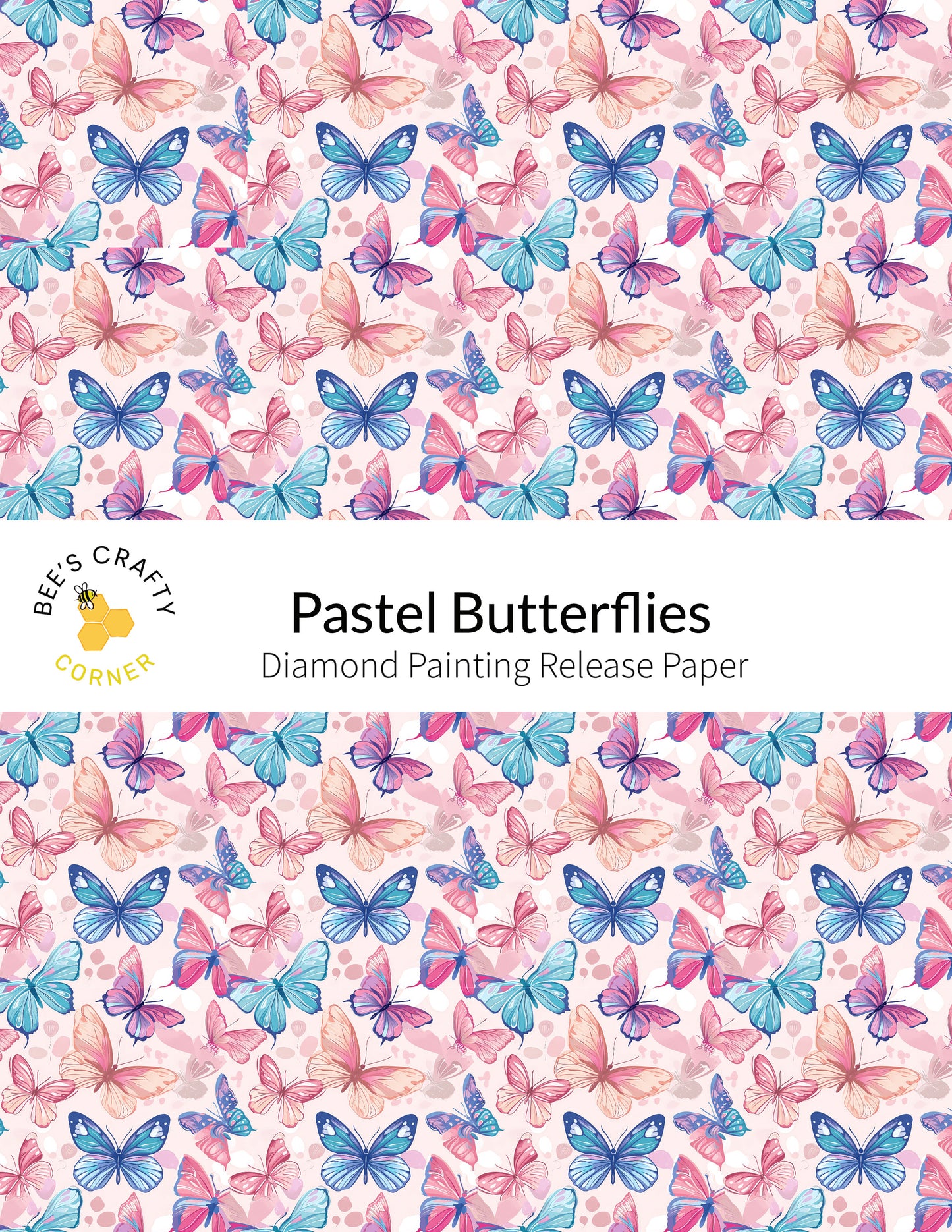 RELEASE PAPER | Pastel Butterflies - Reusable Patterned Diamond Painting Release Paper