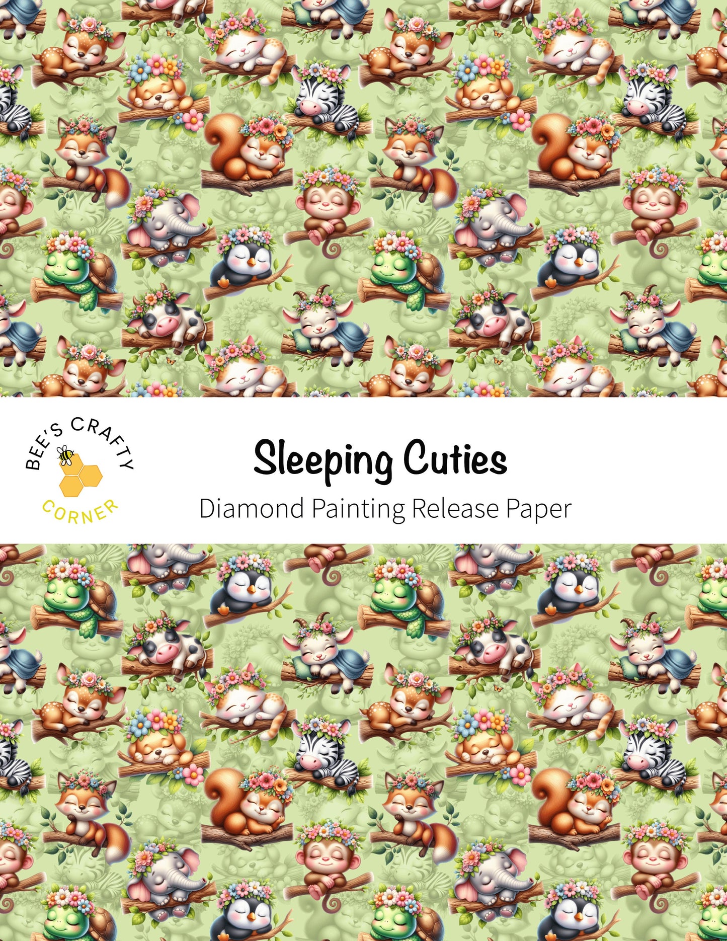 RELEASE PAPER | Sleeping Cuties - Reusable Patterned Diamond Painting Release Paper