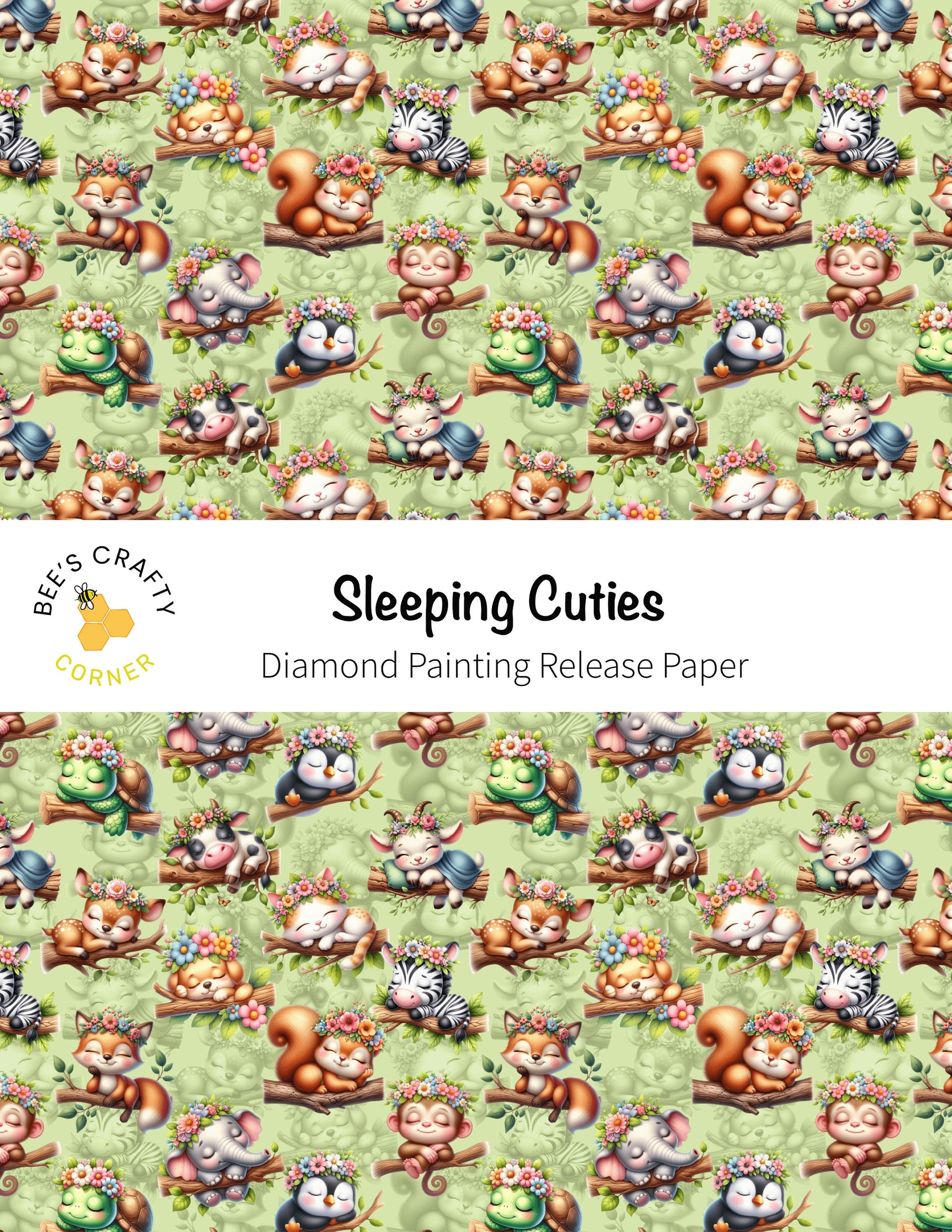 RELEASE PAPER | Sleeping Cuties - Reusable Patterned Diamond Painting Release Paper