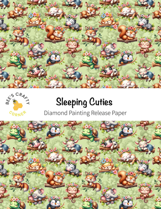 RELEASE PAPER | Sleeping Cuties - Reusable Patterned Diamond Painting Release Paper