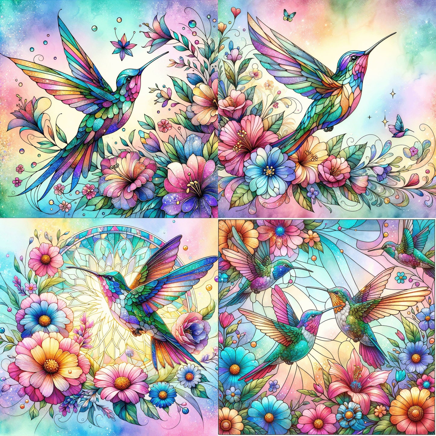 RELEASE PAPER | Stained Glass Hummingbird - Theme Pack Reusable Diamond Painting Release Paper