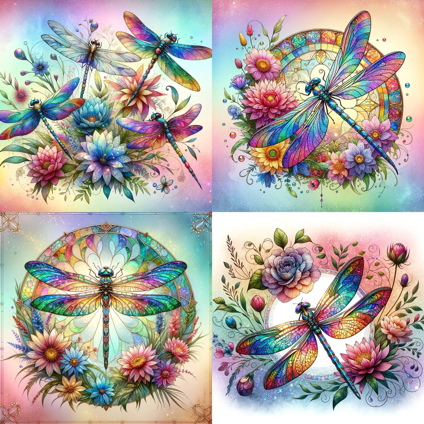 RELEASE PAPER | Stained Glass Dragonfly - Theme Pack Reusable Diamond Painting Release Paper