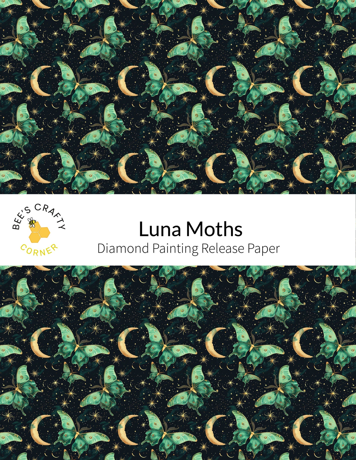 RELEASE PAPER | Luna Moths - Reusable Patterned Diamond Painting Release Paper