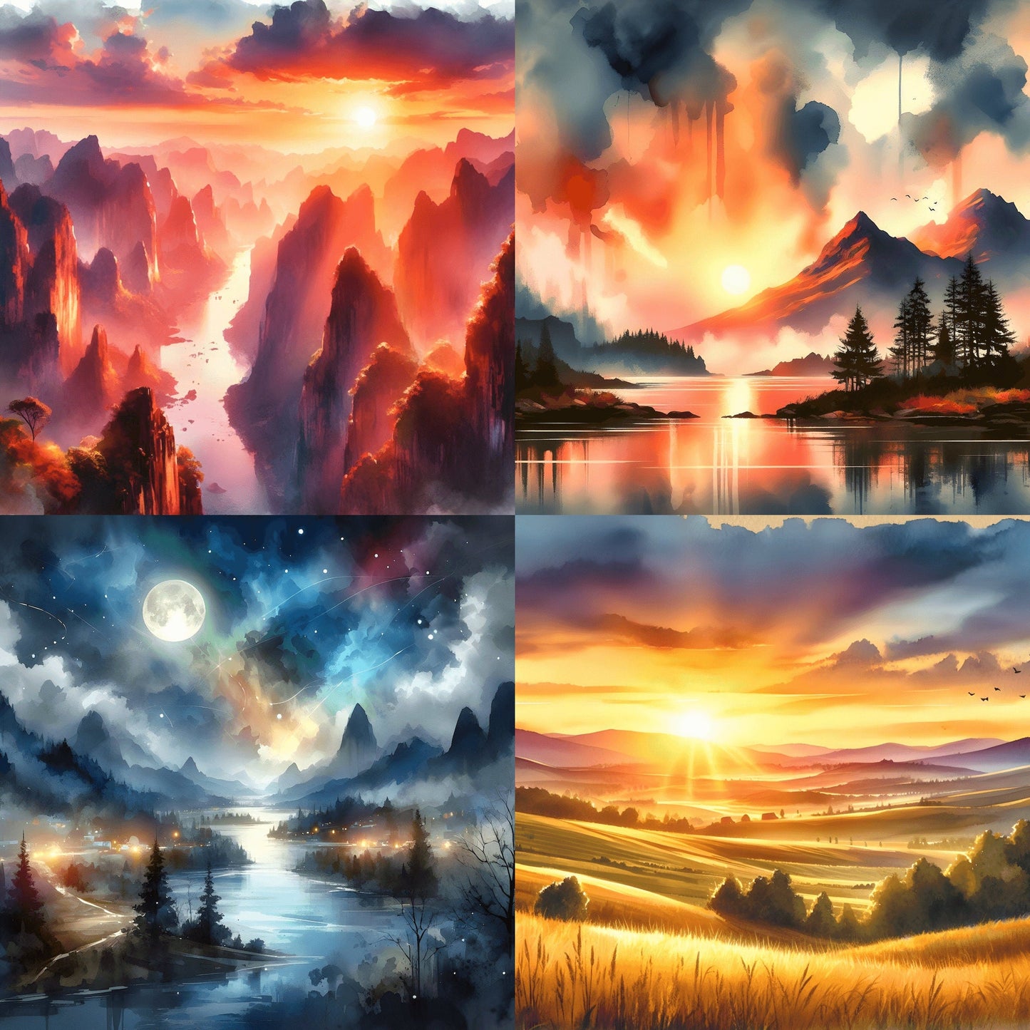 RELEASE PAPER | Watercolour Landscapes - Theme Pack Reusable Diamond Painting Release Paper