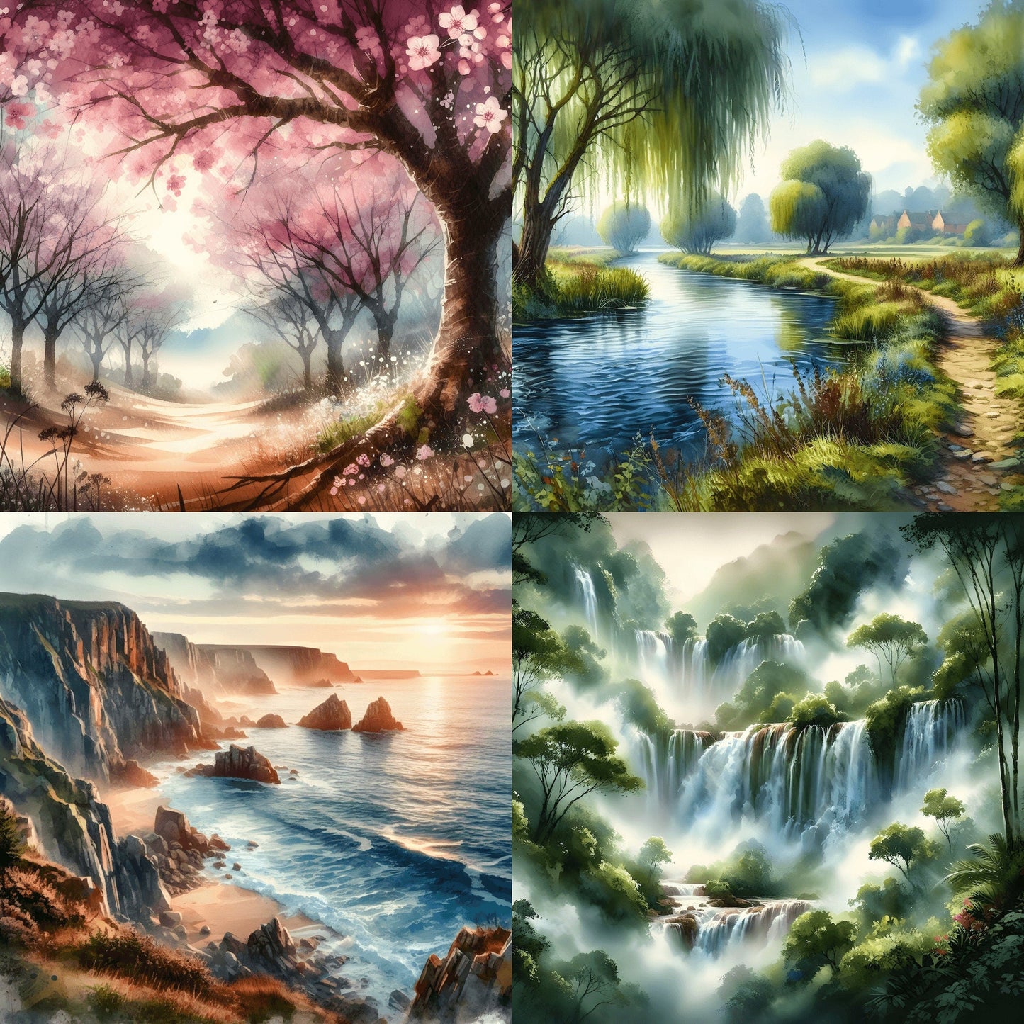 RELEASE PAPER | Watercolour Landscapes - Theme Pack Reusable Diamond Painting Release Paper