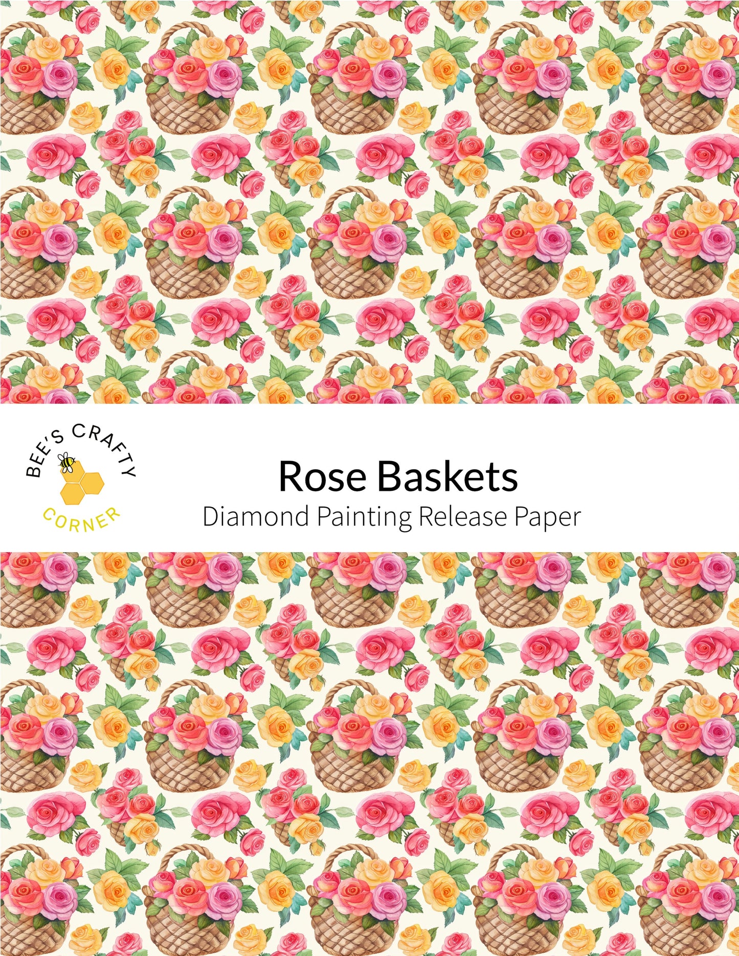 RELEASE PAPER | Rose Baskets - Reusable Patterned Diamond Painting Release Paper