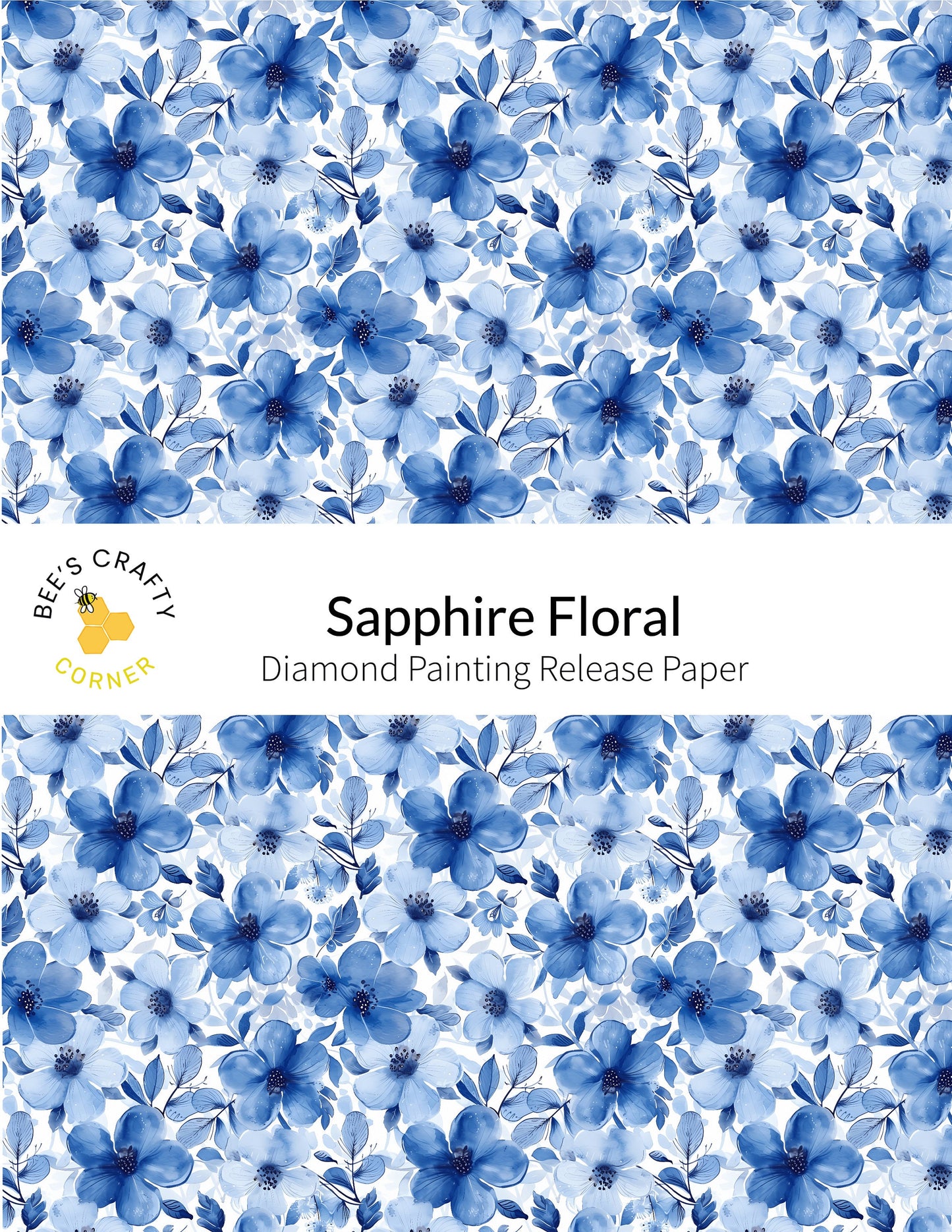 RELEASE PAPER | Sapphire Floral - Reusable Patterned Diamond Painting Release Paper